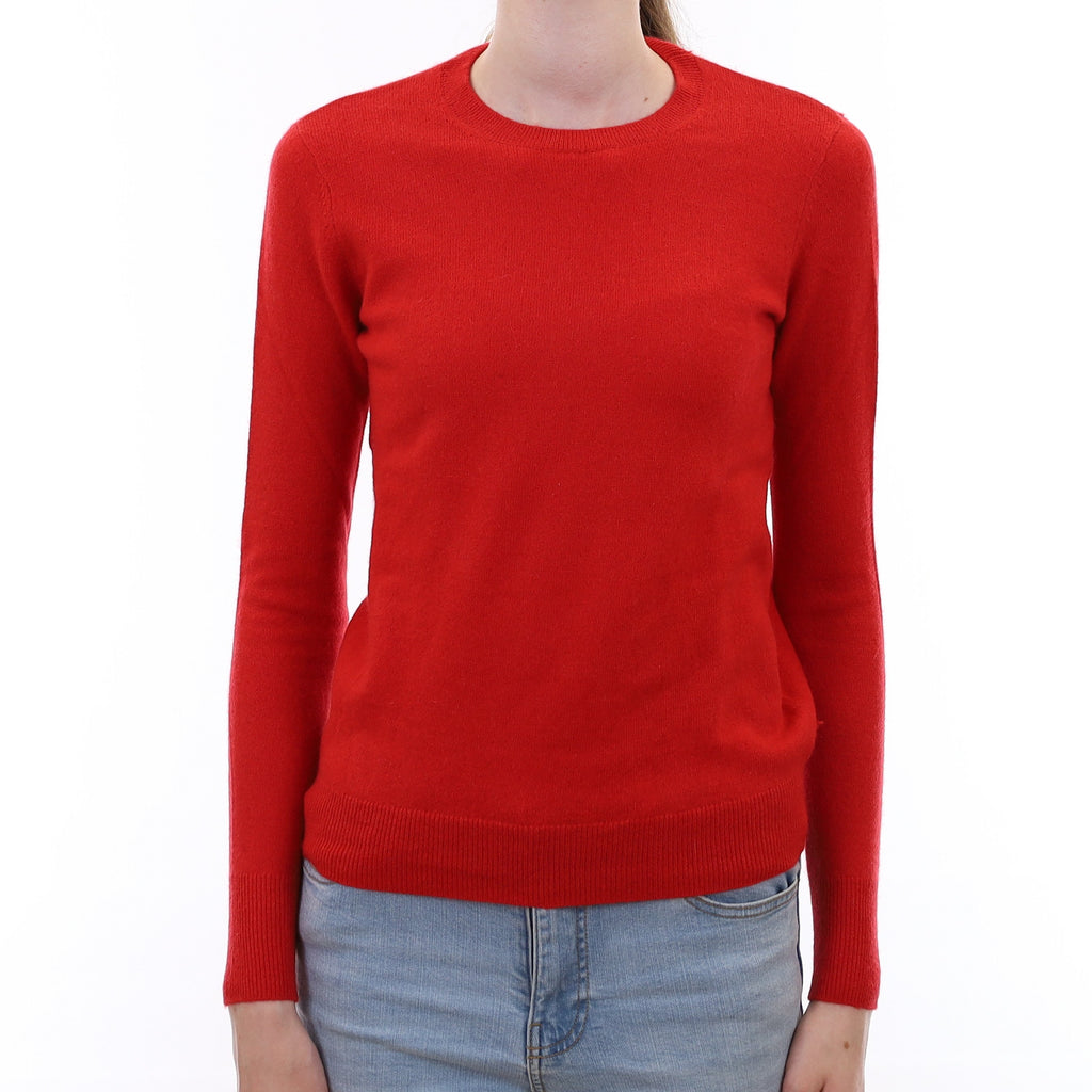 Vermillion Red Cashmere Crew Neck Jumper Extra Small