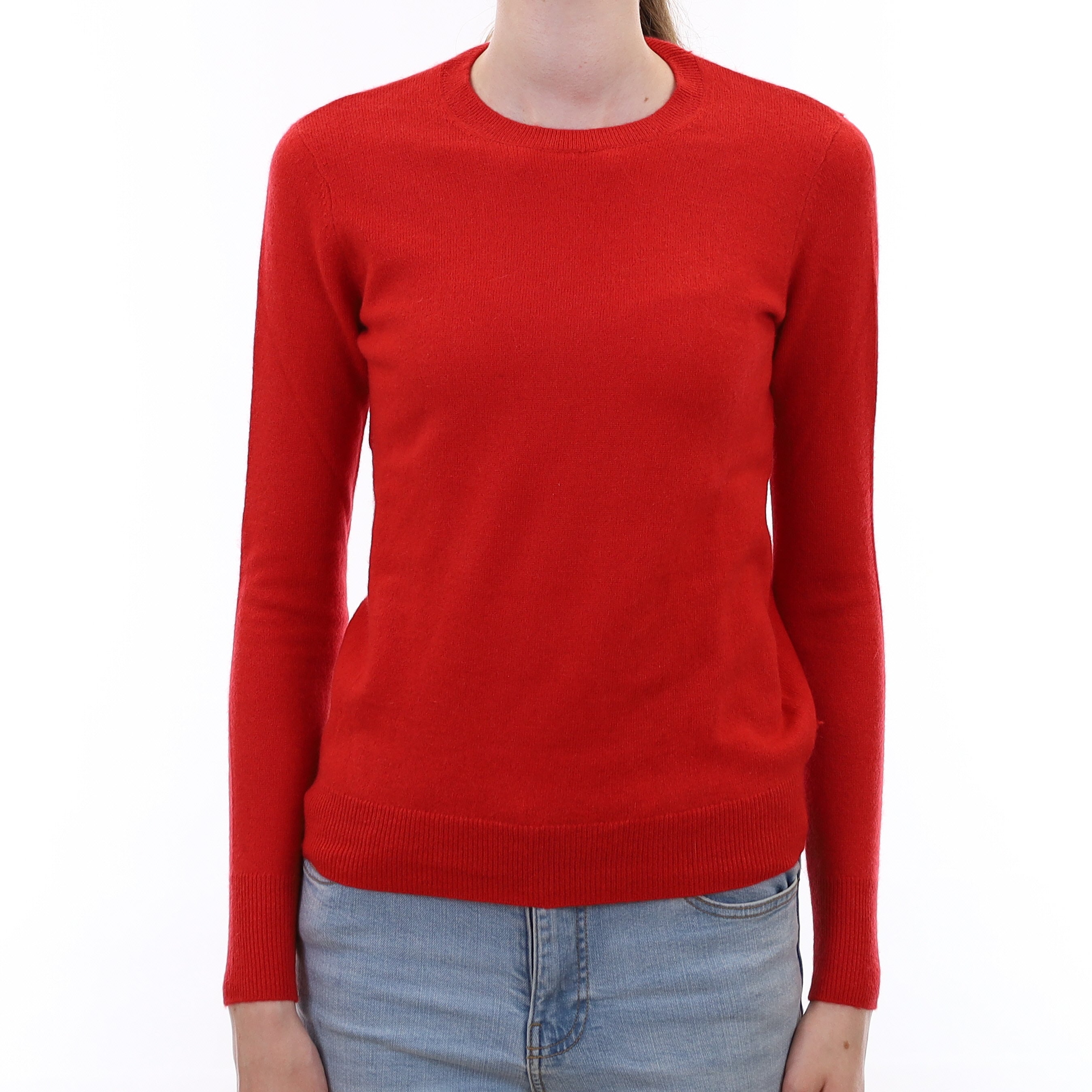Vermillion Red Cashmere Crew Neck Jumper Extra Small