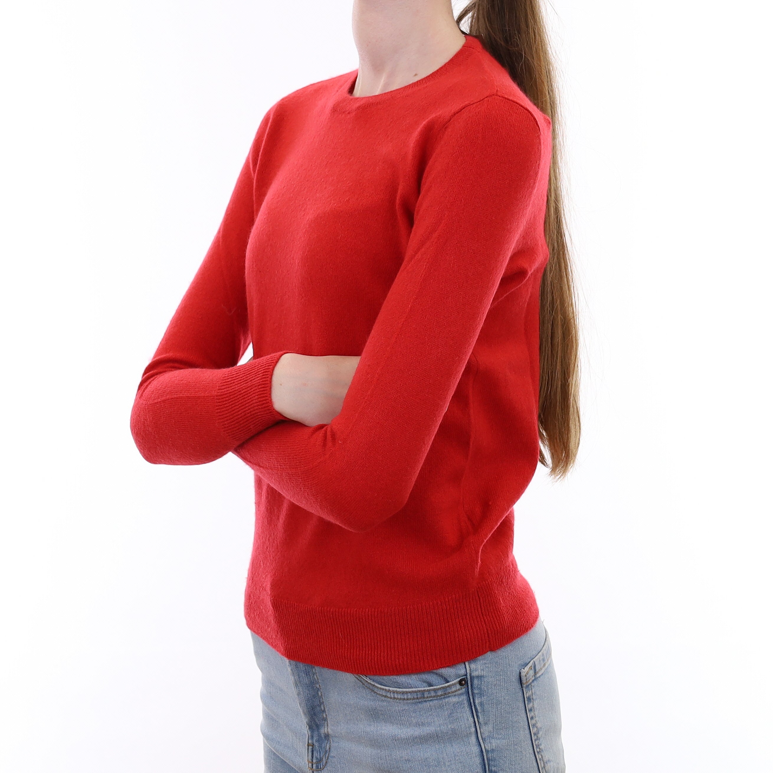 Vermillion Red Cashmere Crew Neck Jumper Extra Small