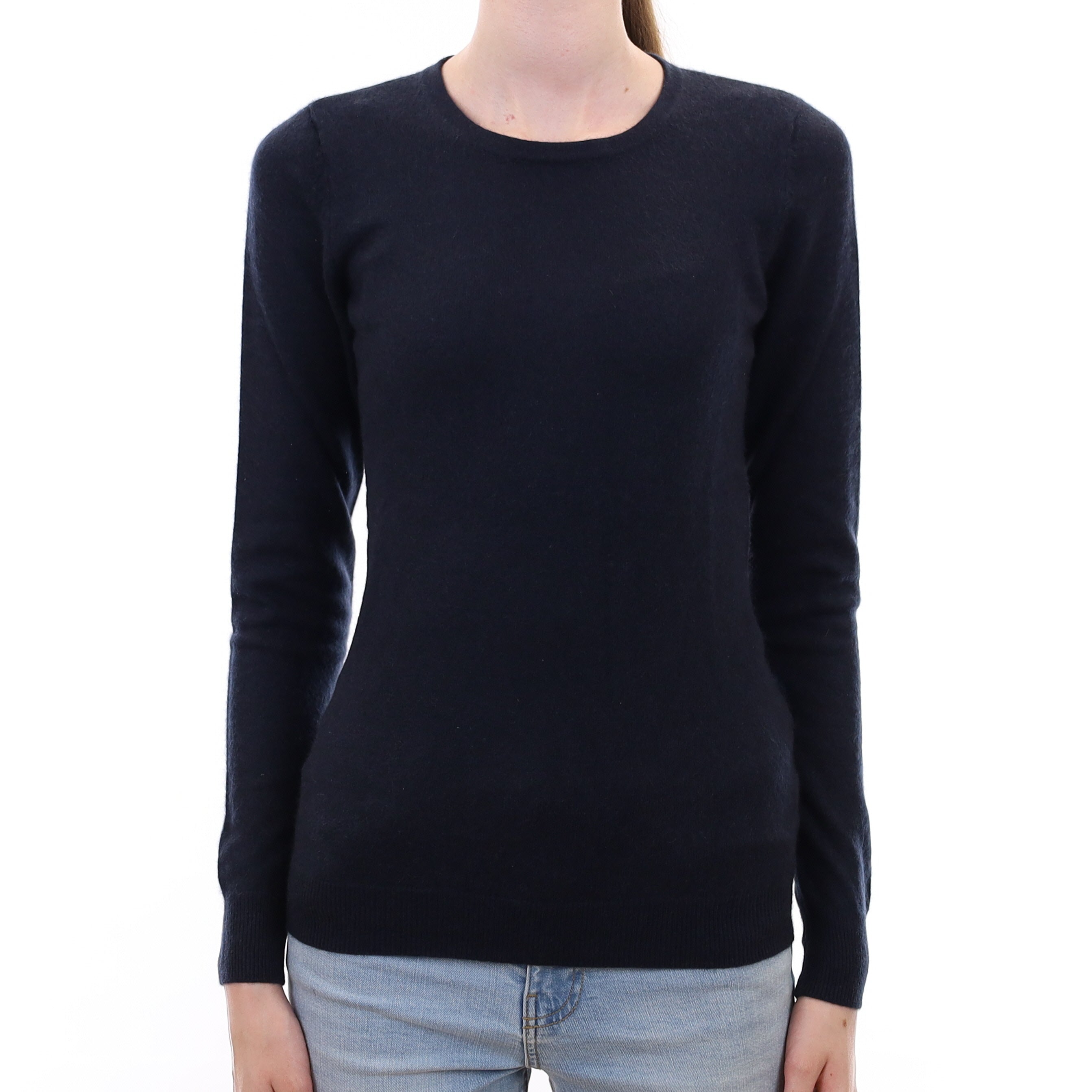 Dark Navy Cashmere Crew Neck Jumper Extra Small