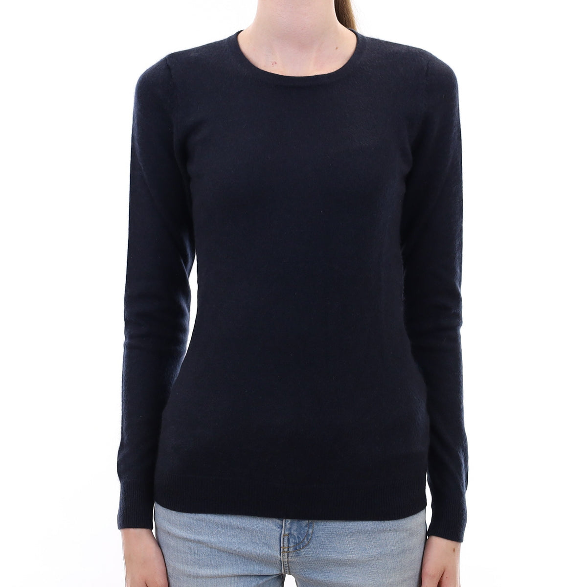 Dark Navy Cashmere Crew Neck Jumper Extra Small