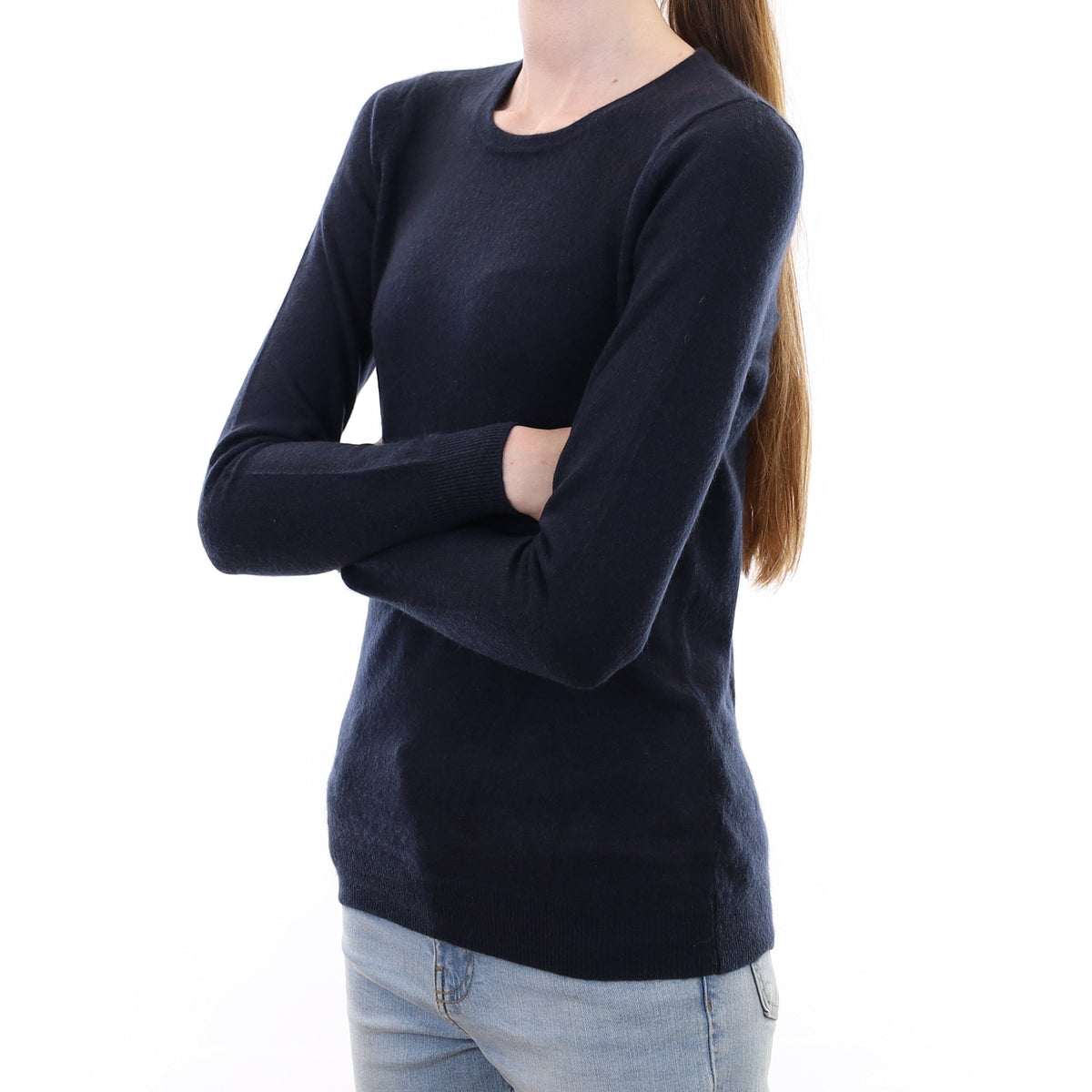 Dark Navy Cashmere Crew Neck Jumper Extra Small