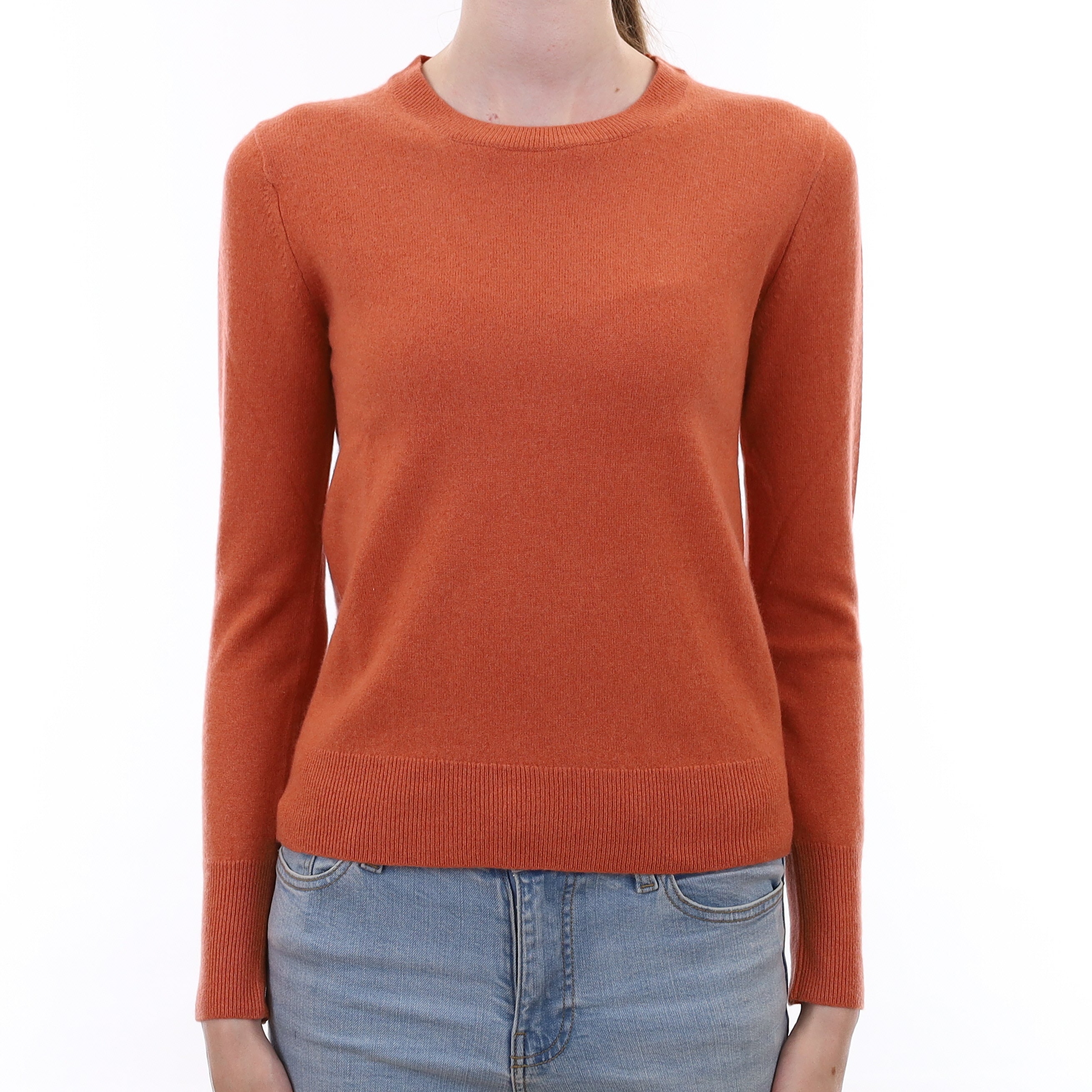 Terracotta Orange Cashmere Crew Neck Jumper Extra Small