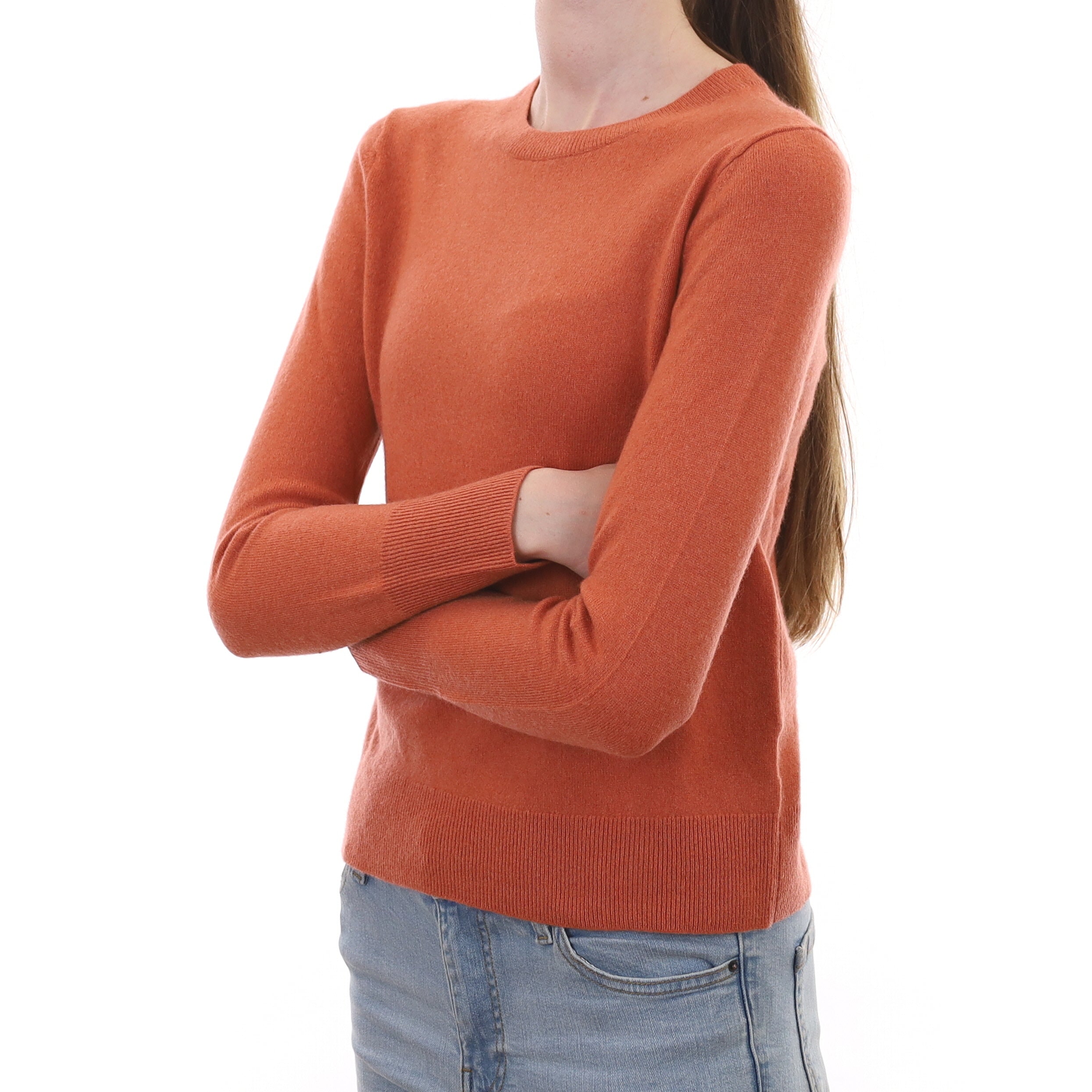 Terracotta Orange Cashmere Crew Neck Jumper Extra Small