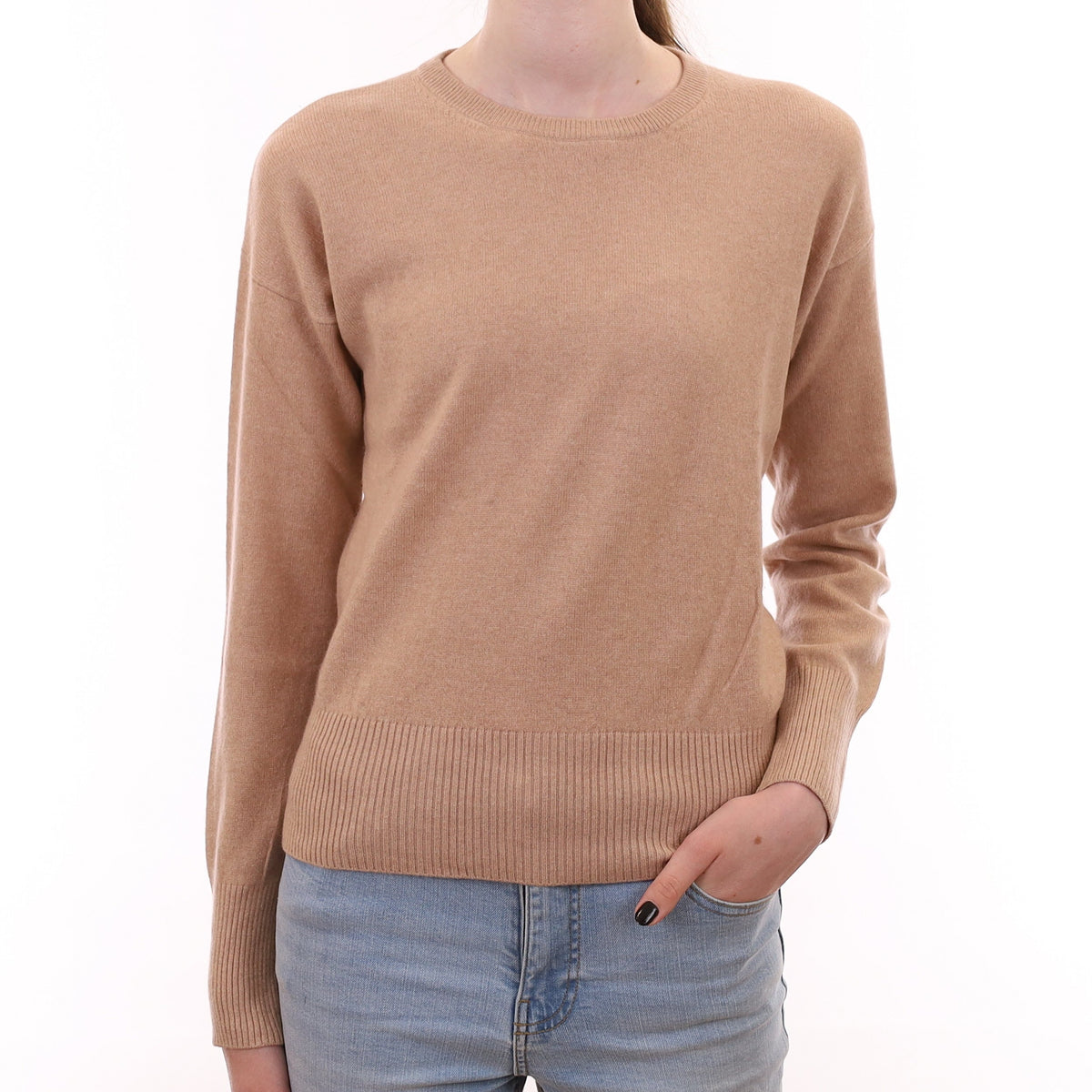 Champagne Beige Cashmere Crew Neck Jumper Extra Small