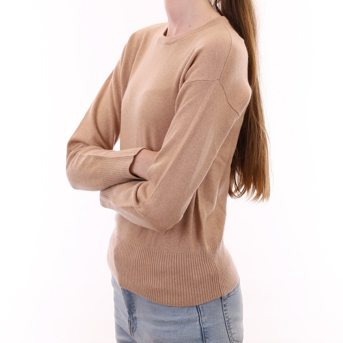 Champagne Beige Cashmere Crew Neck Jumper Extra Small
