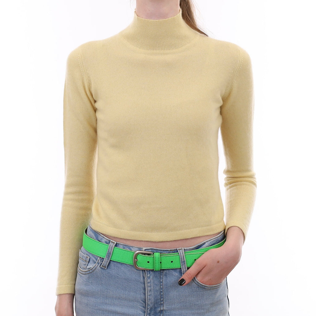 Custard Yellow Cashmere Turtleneck Jumper Extra Small