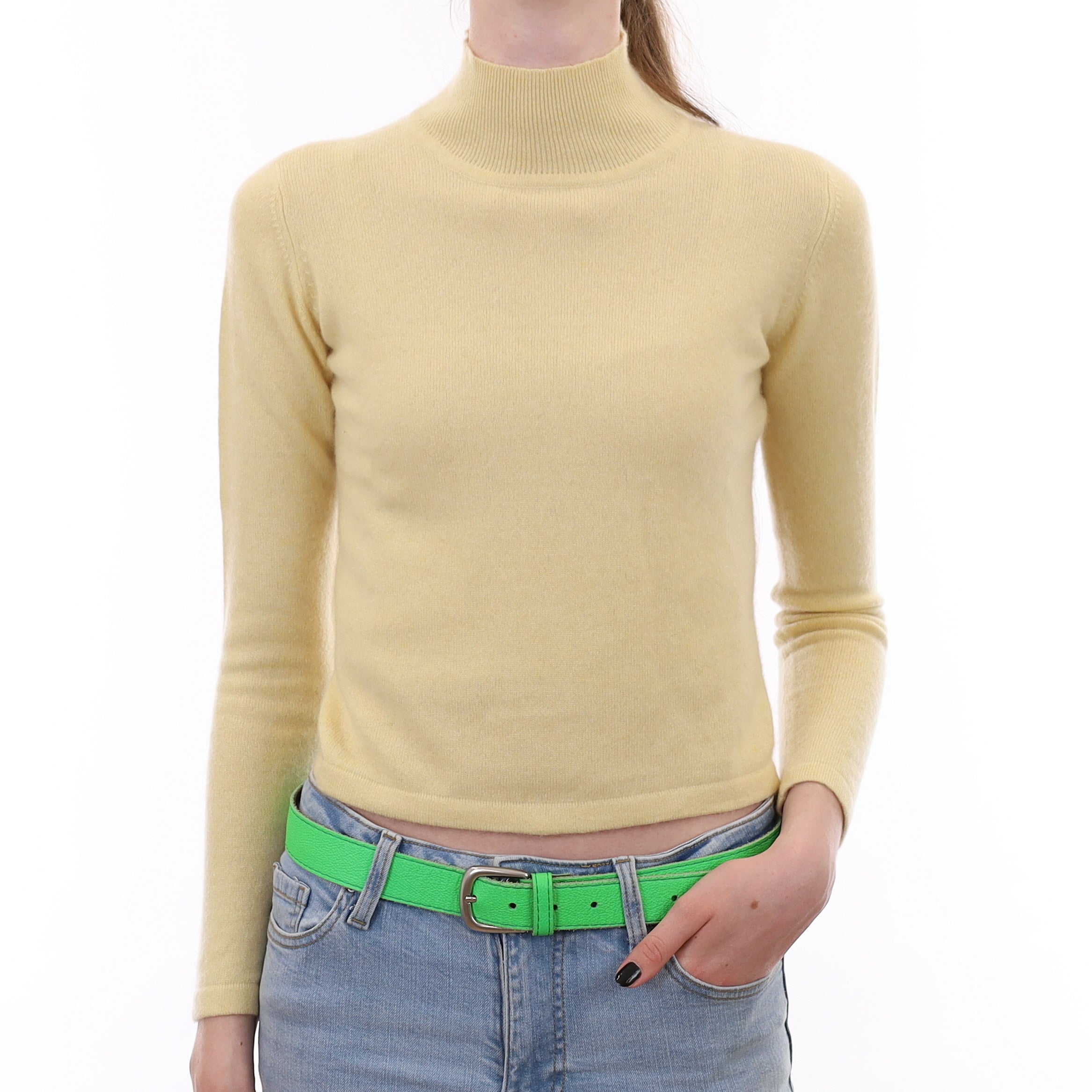 Custard Yellow Cashmere Turtleneck Jumper Extra Small