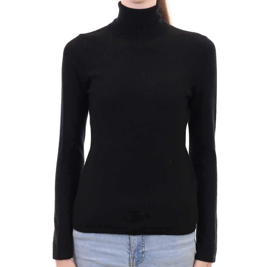 Black Cashmere Polo Neck Jumper Extra Small