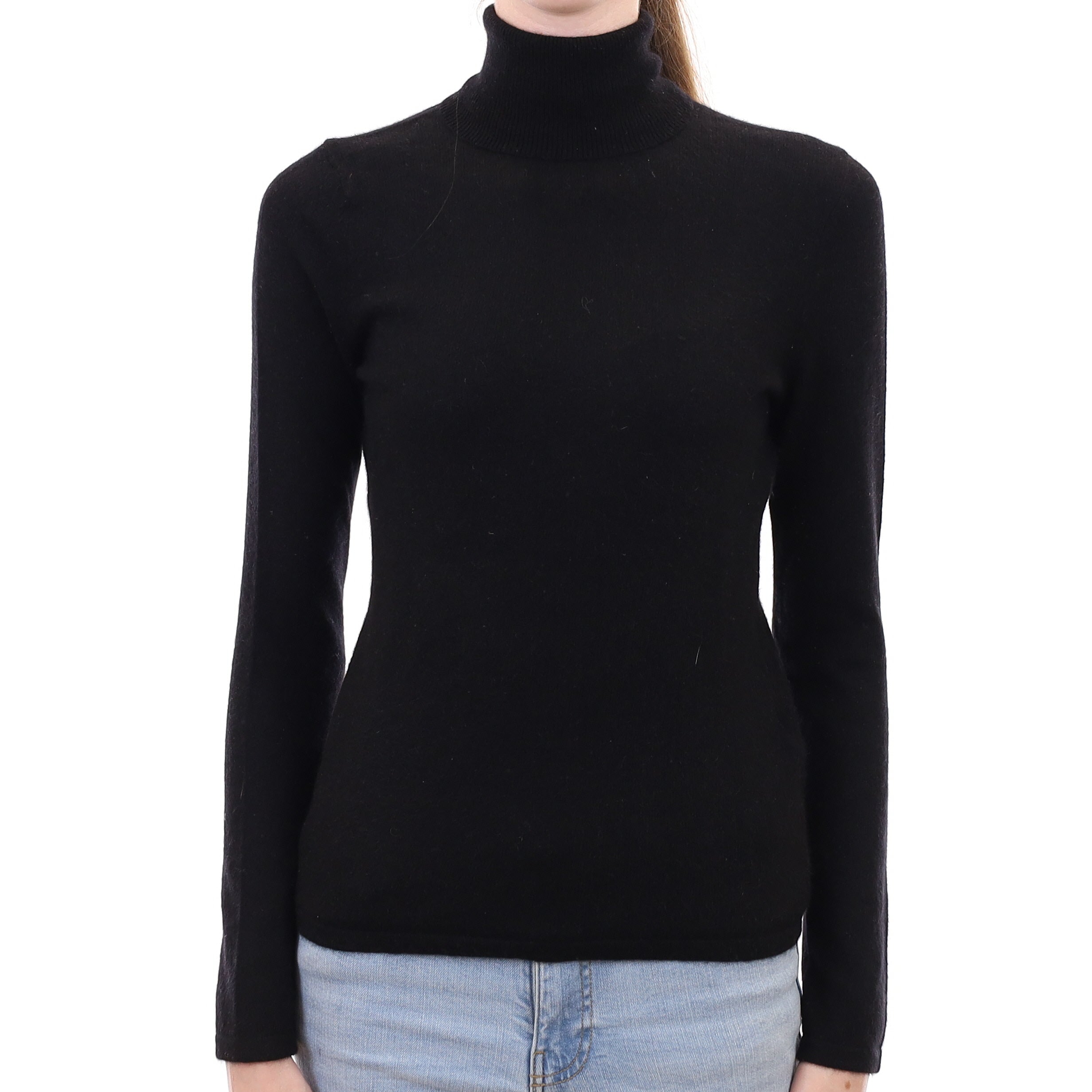 Black Cashmere Polo Neck Jumper Extra Small