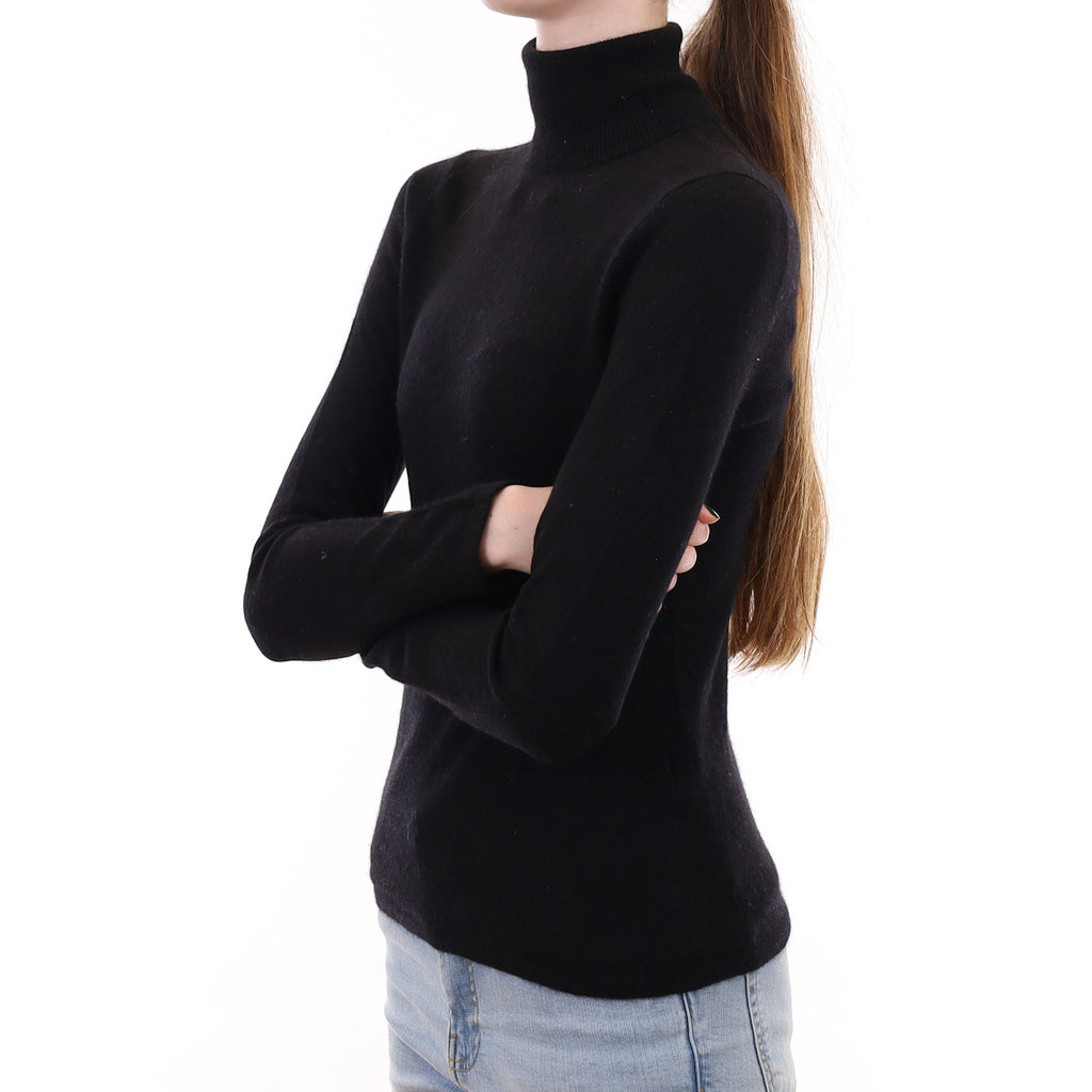 Black Cashmere Polo Neck Jumper Extra Small