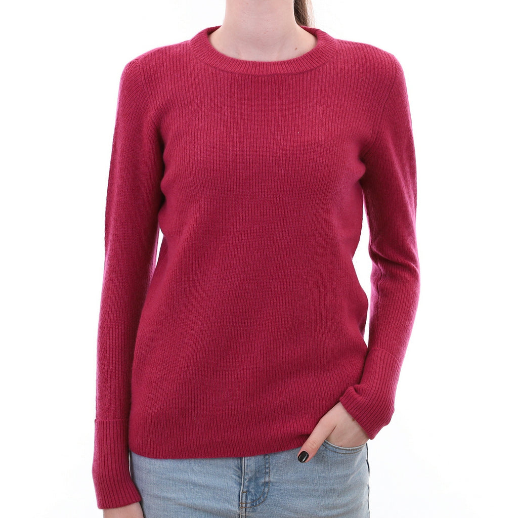 Raspberry Pink Chunky Cashmere Crew Neck Jumper Extra Small