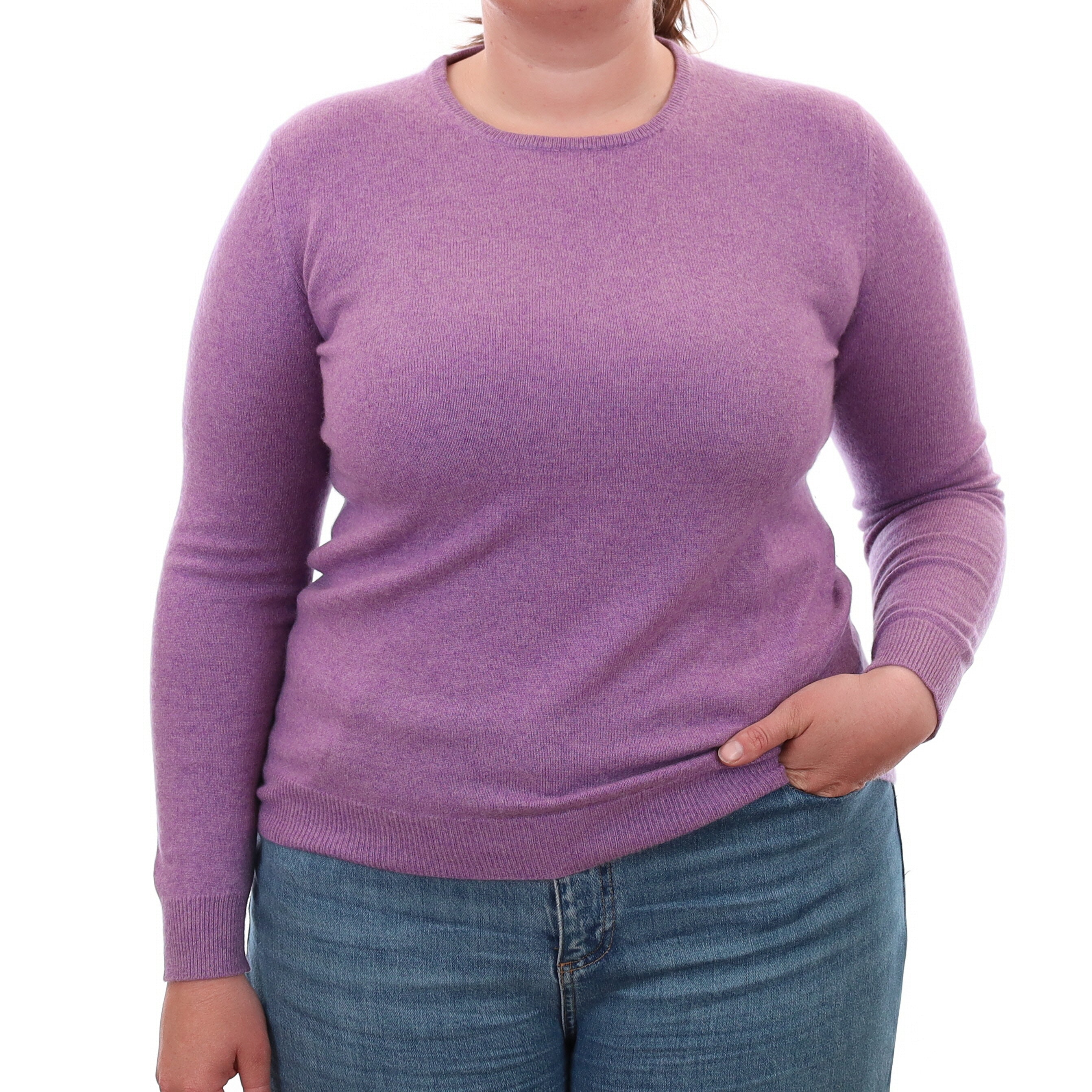 Wisteria Purple Cashmere Crew Neck Jumper Large
