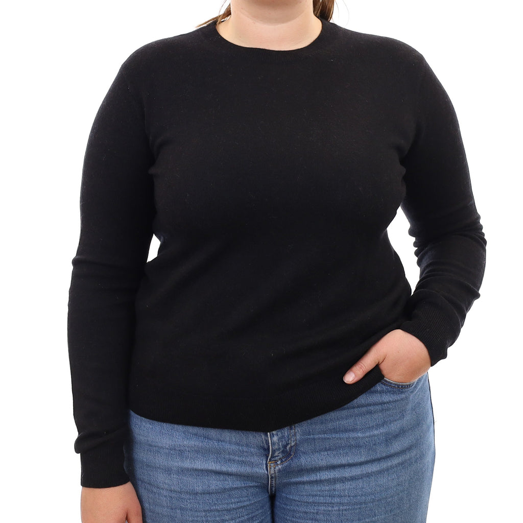 Black Cashmere Crew Neck Jumper Large