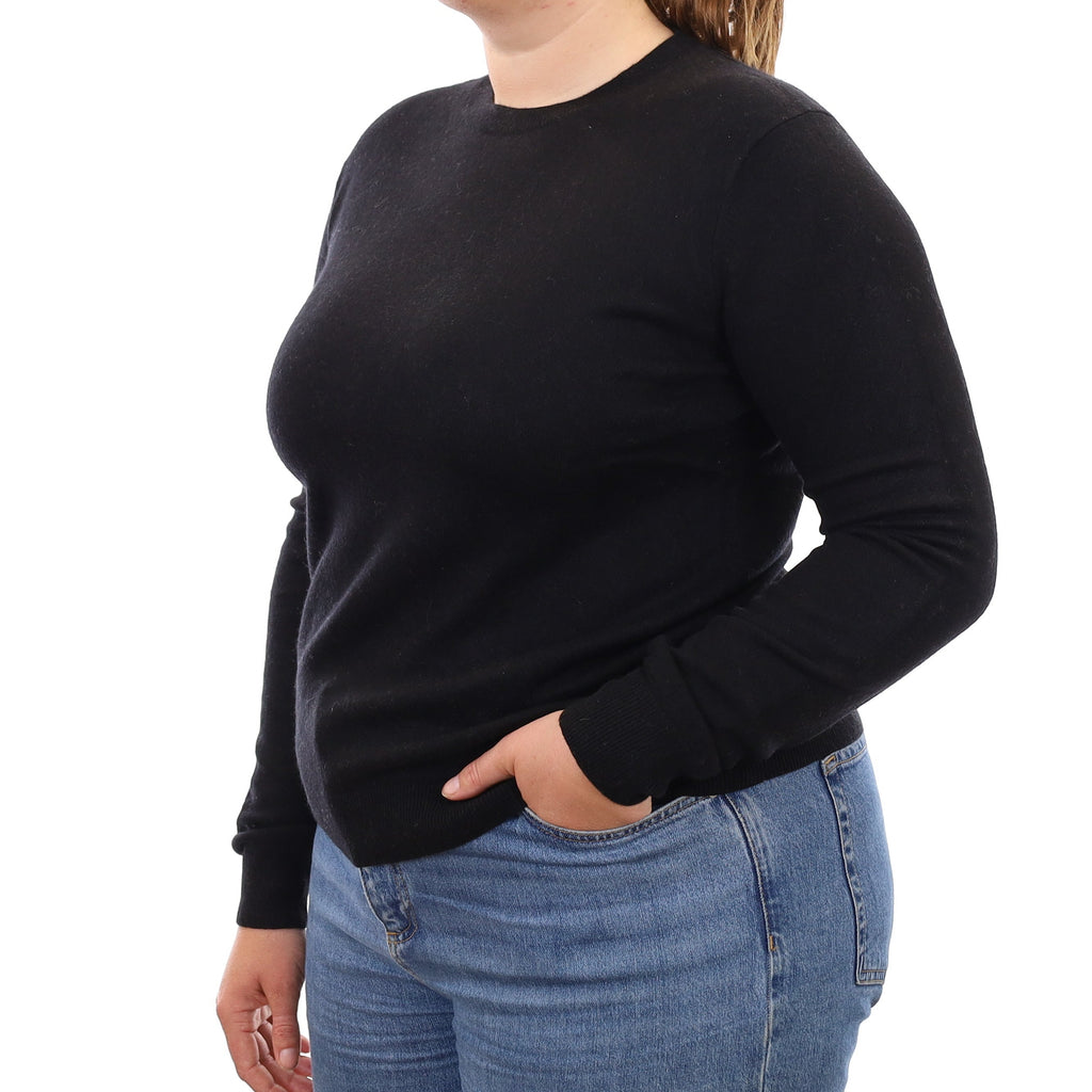 Black Cashmere Crew Neck Jumper Large