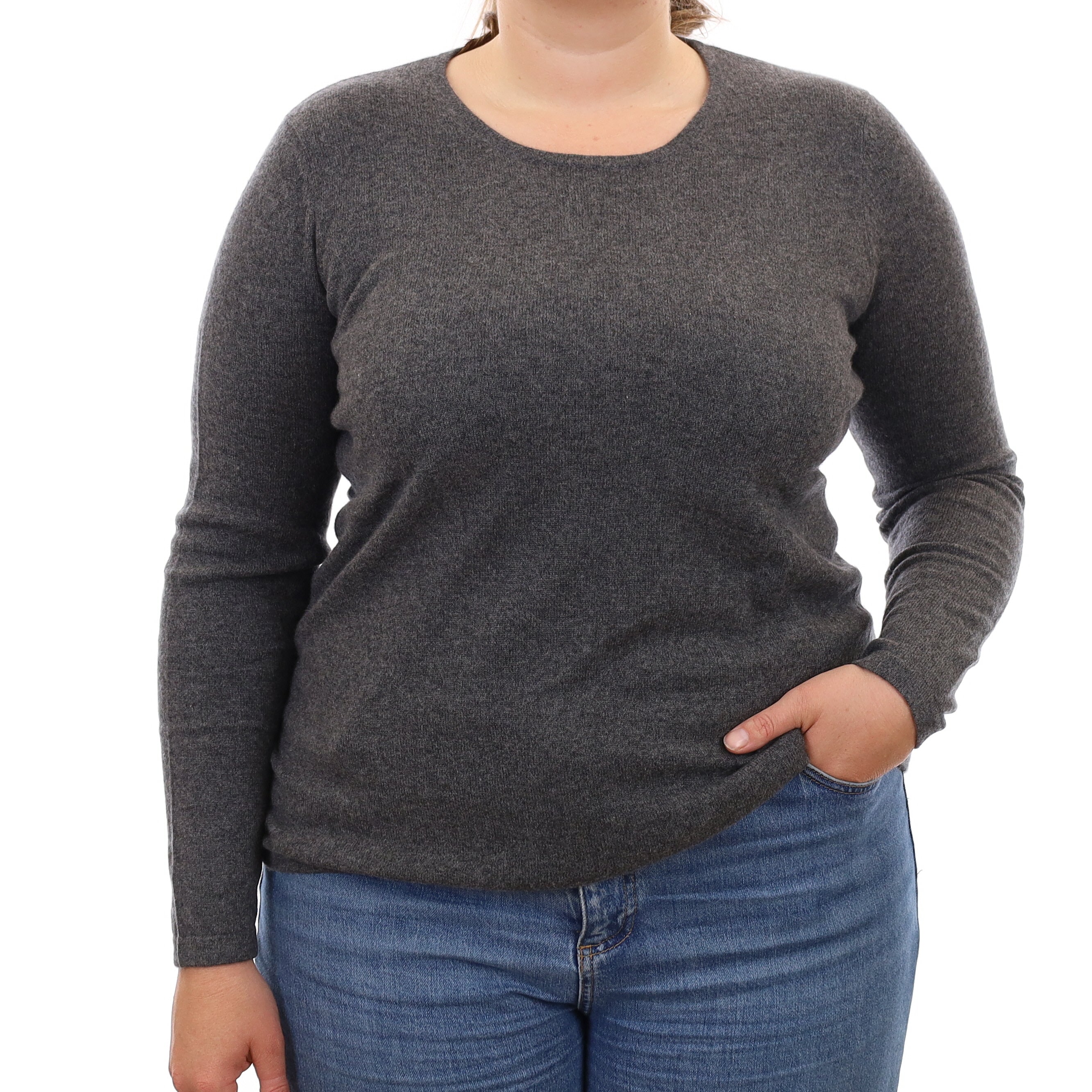 Slate Grey Cashmere Crew Neck Jumper Large