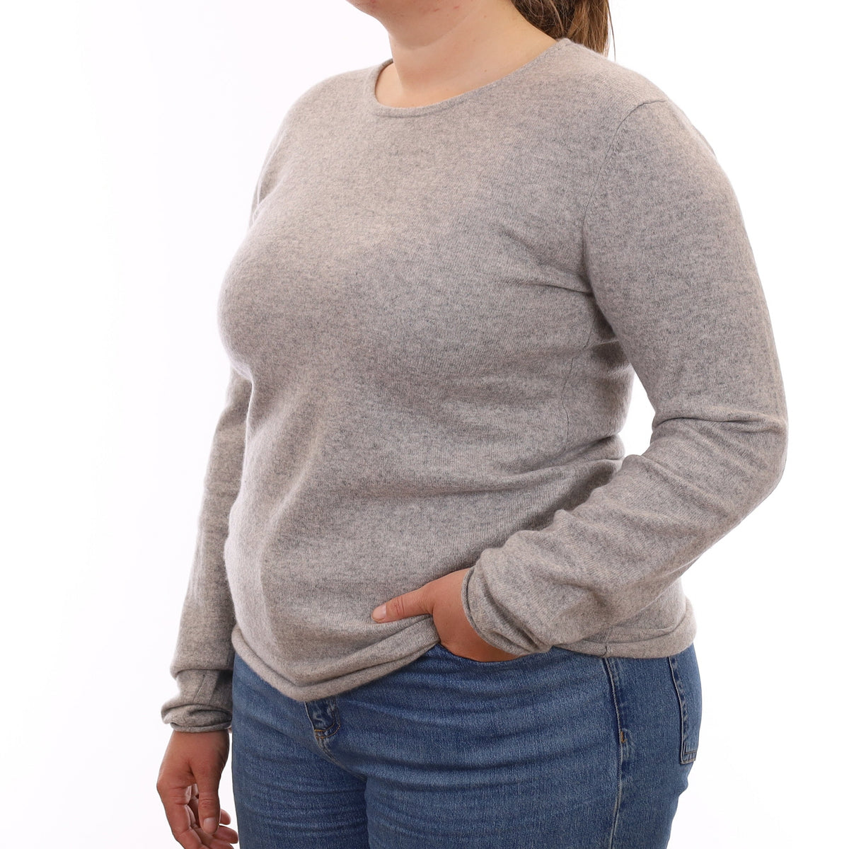 Smoke Grey Cashmere Crew Neck Jumper Large