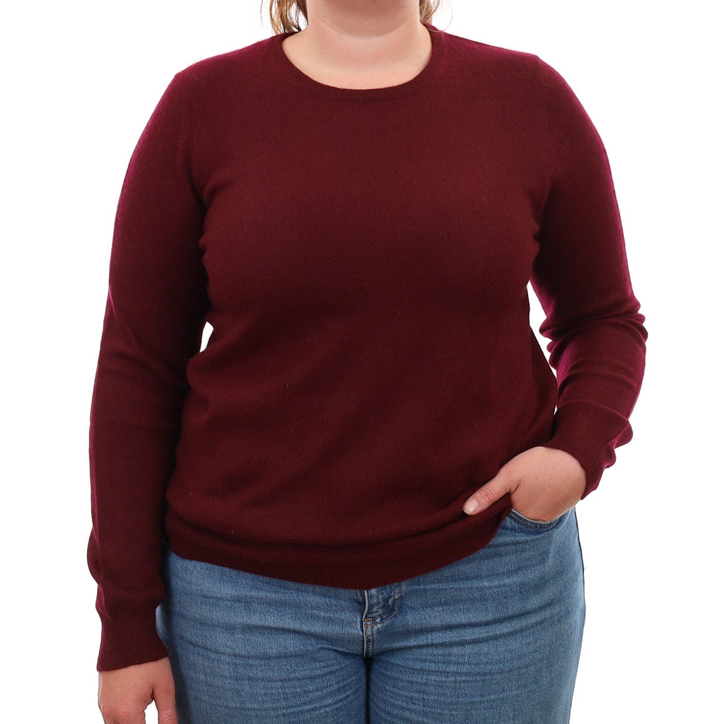 Wine Red Cashmere Crew Neck Jumper Large