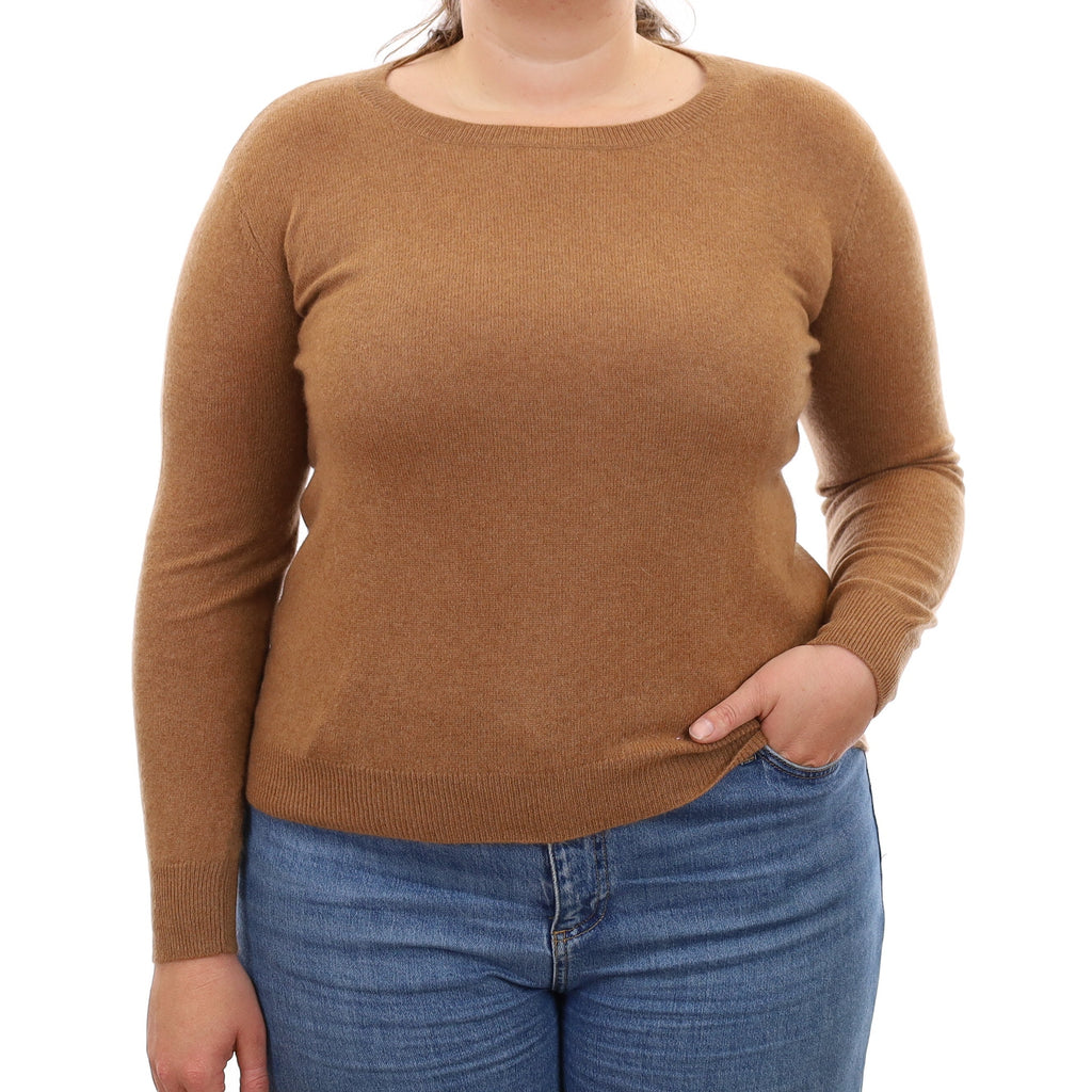 Toffee Brown Cashmere Crew Neck Jumper Large