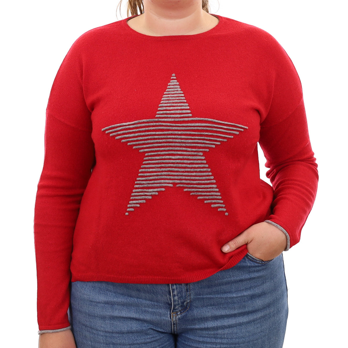 Red Star Design Cashmere Crew Neck Jumper Large