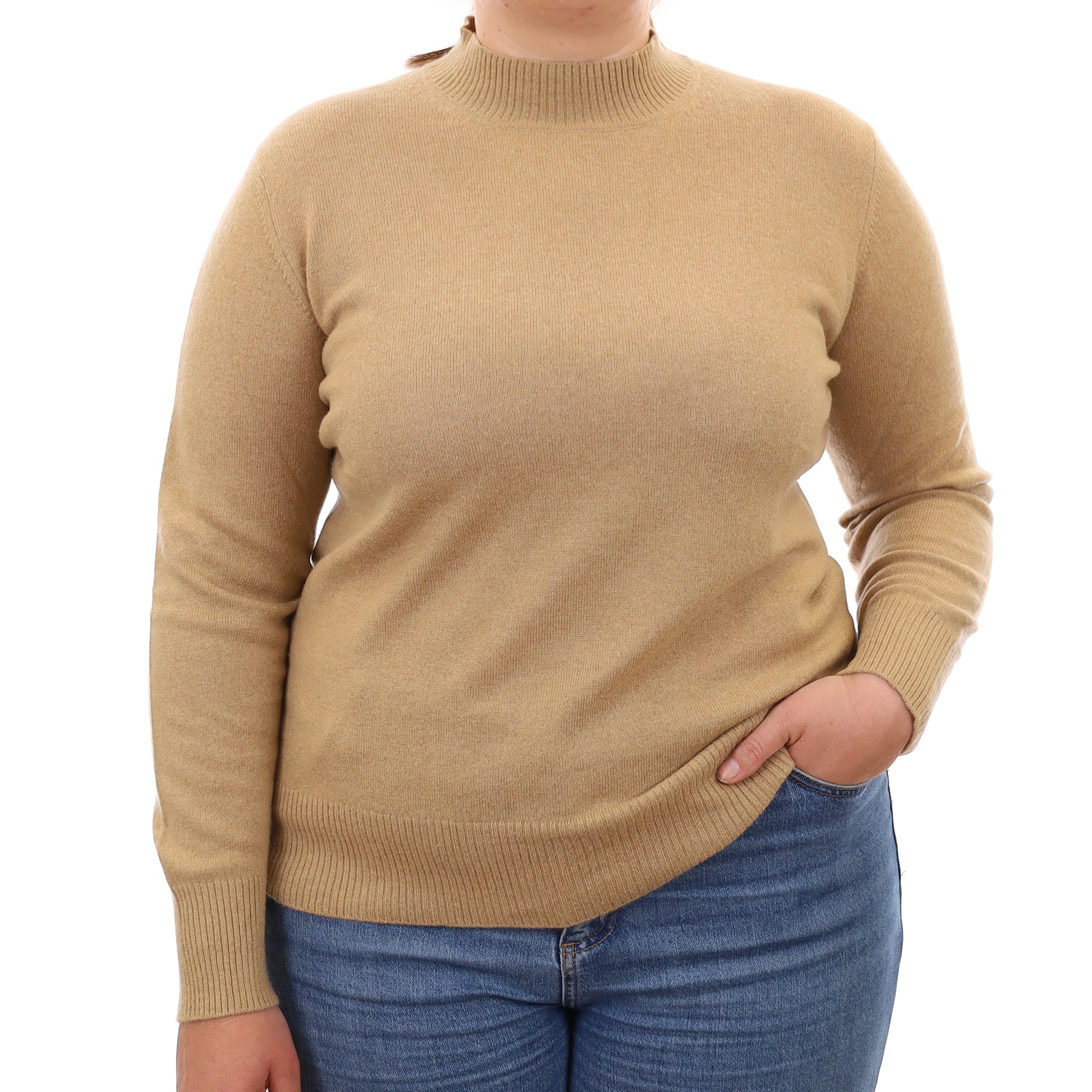 Caramel Brown Cashmere Turtleneck Jumper Large