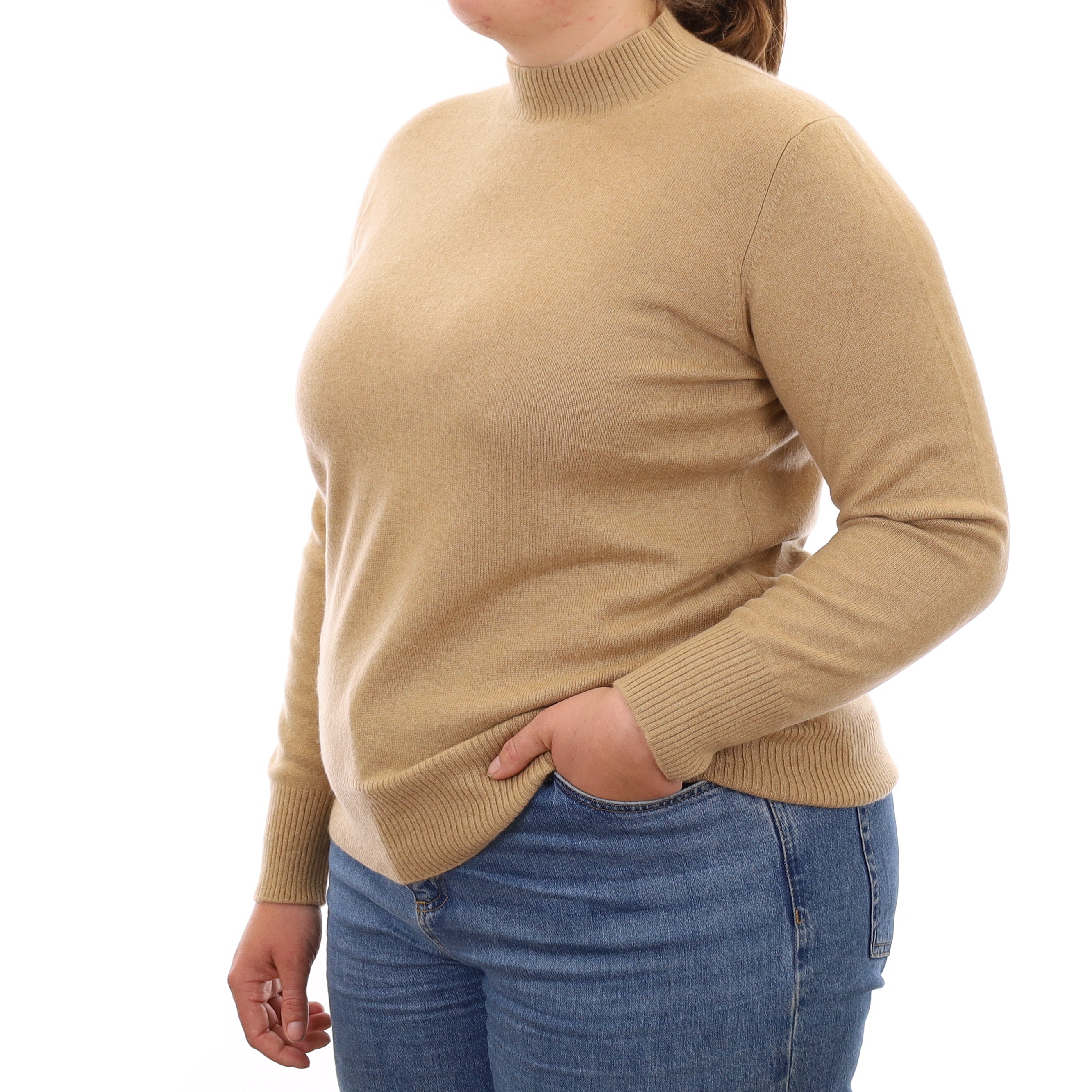 Caramel Brown Cashmere Turtleneck Jumper Large