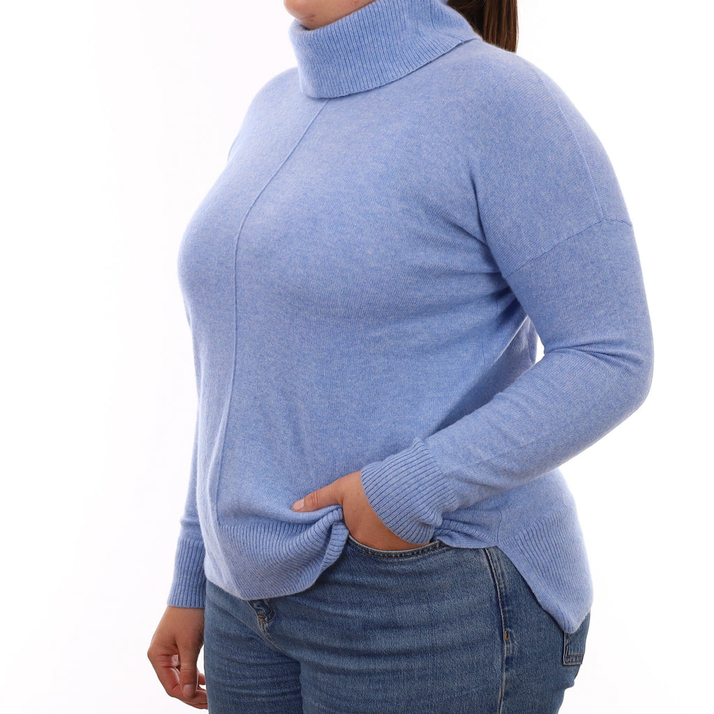 Sky Blue Cashmere Cowl Neck Jumper Large