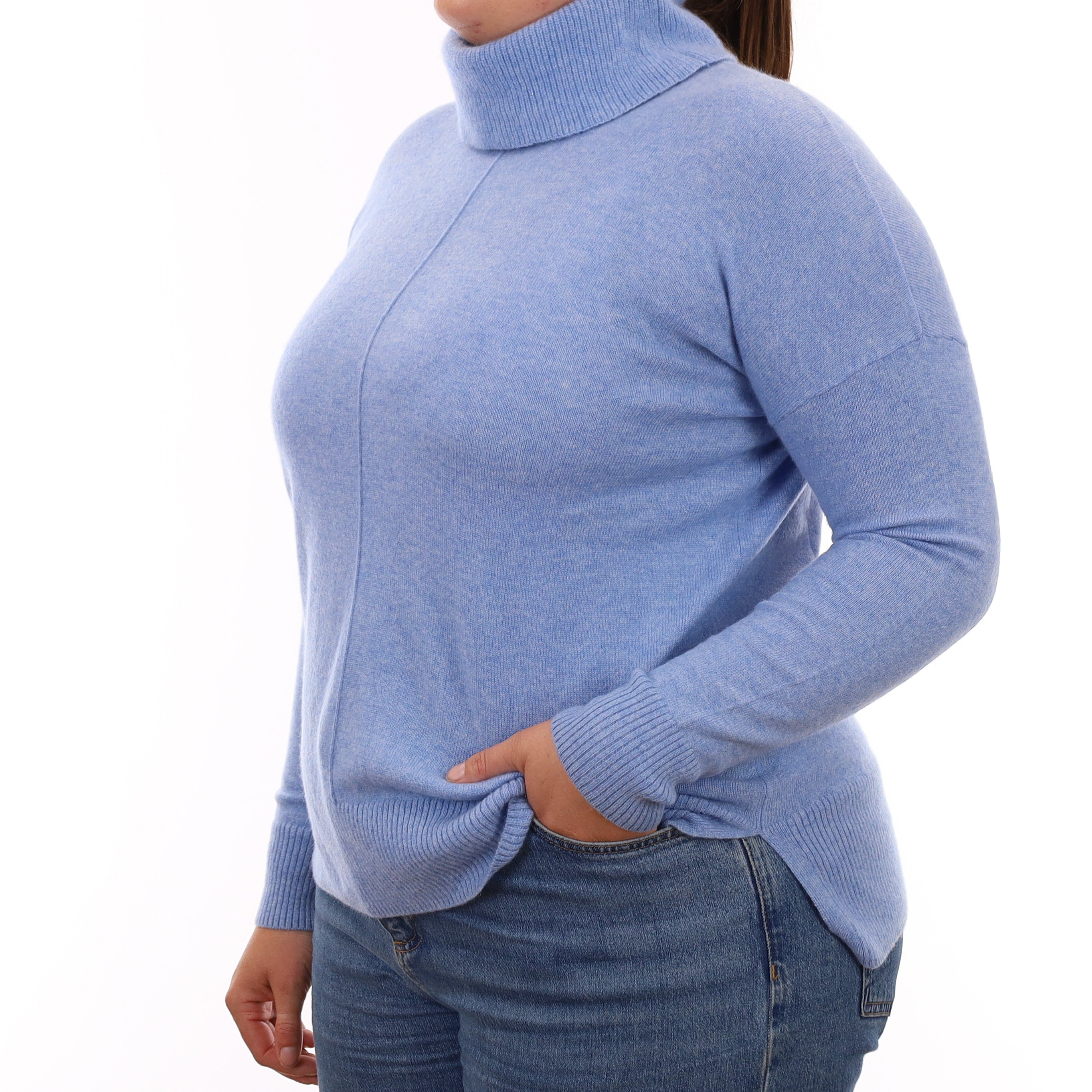 Sky Blue Cashmere Cowl Neck Jumper Large