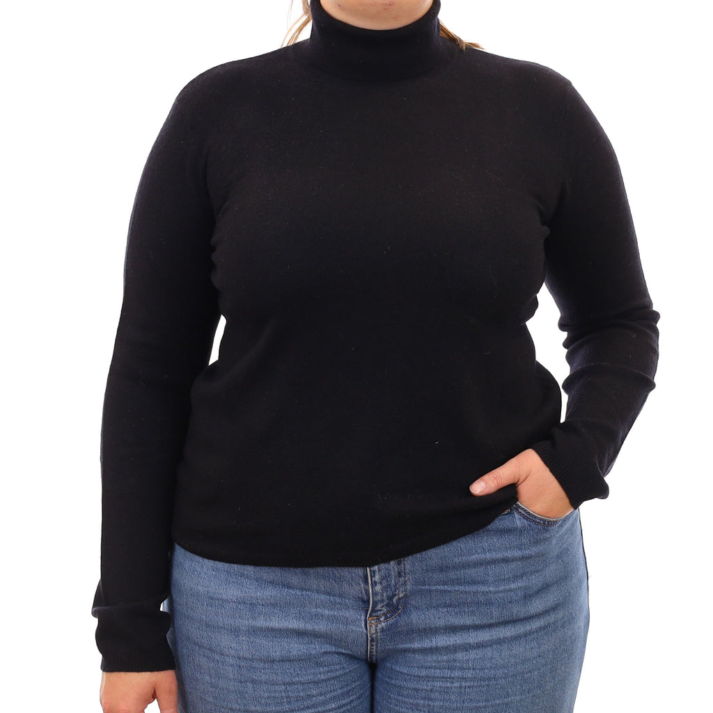 Ralph Lauren Black Cashmere Polo Neck Jumper Large