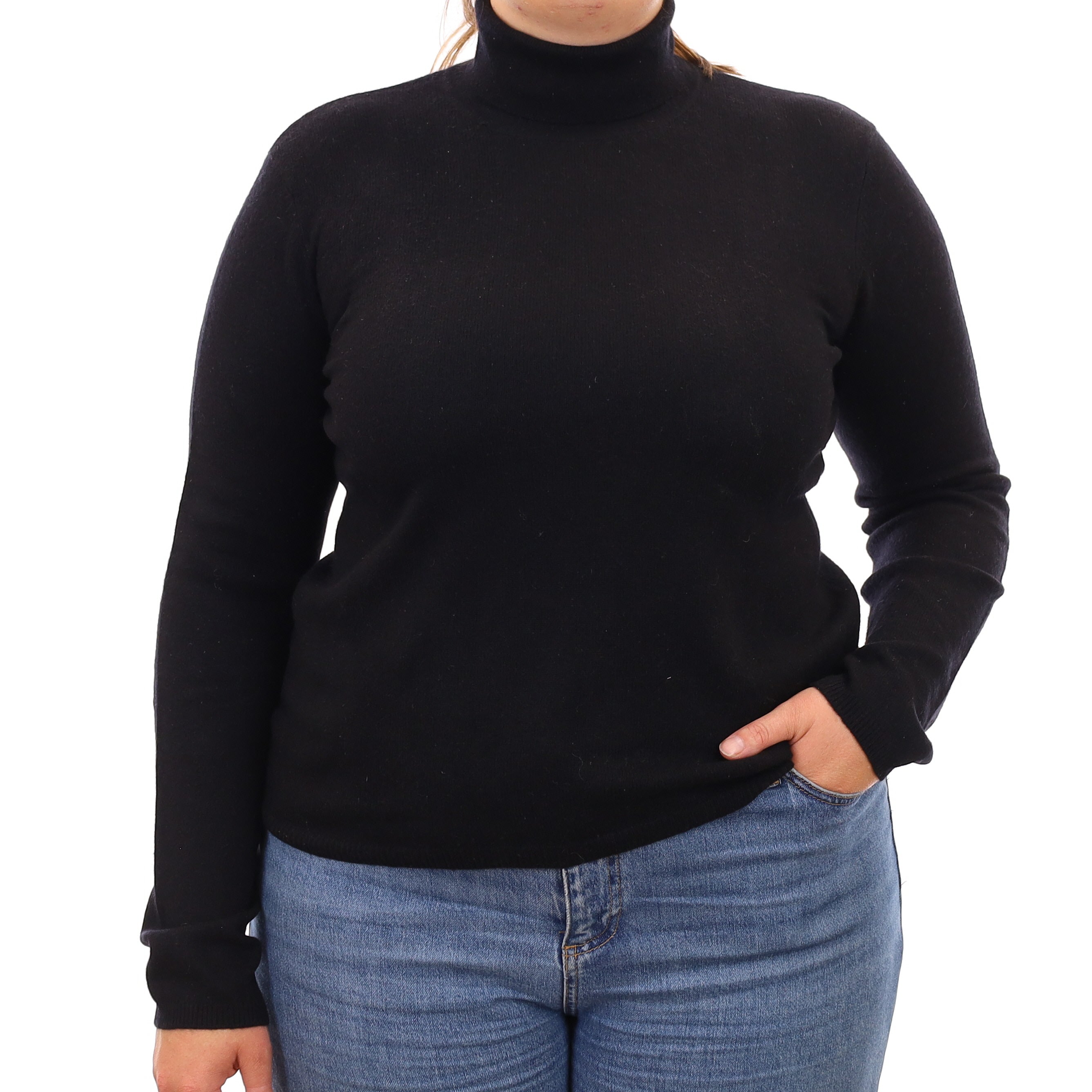 Ralph Lauren Black Cashmere Polo Neck Jumper Large