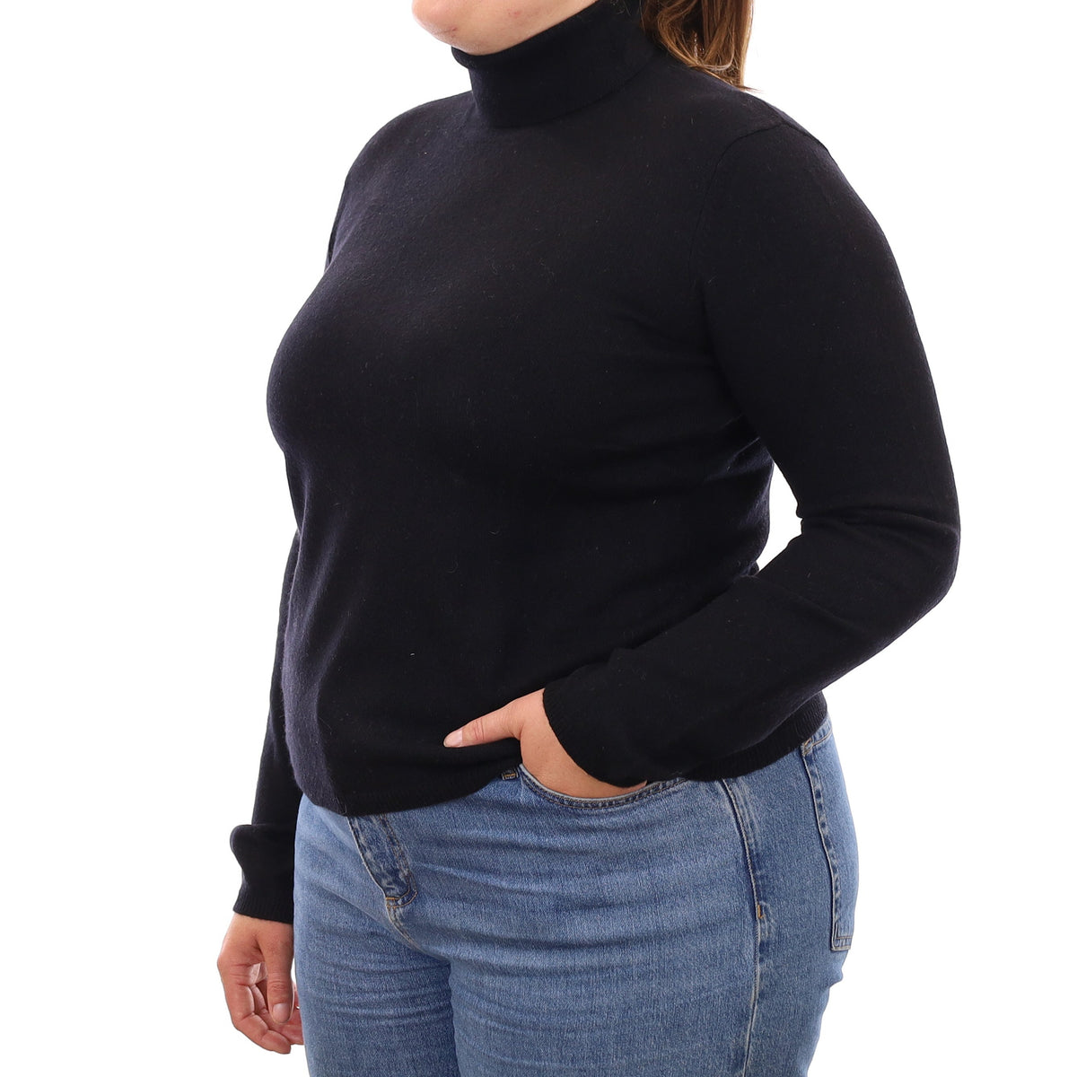 Ralph Lauren Black Cashmere Polo Neck Jumper Large