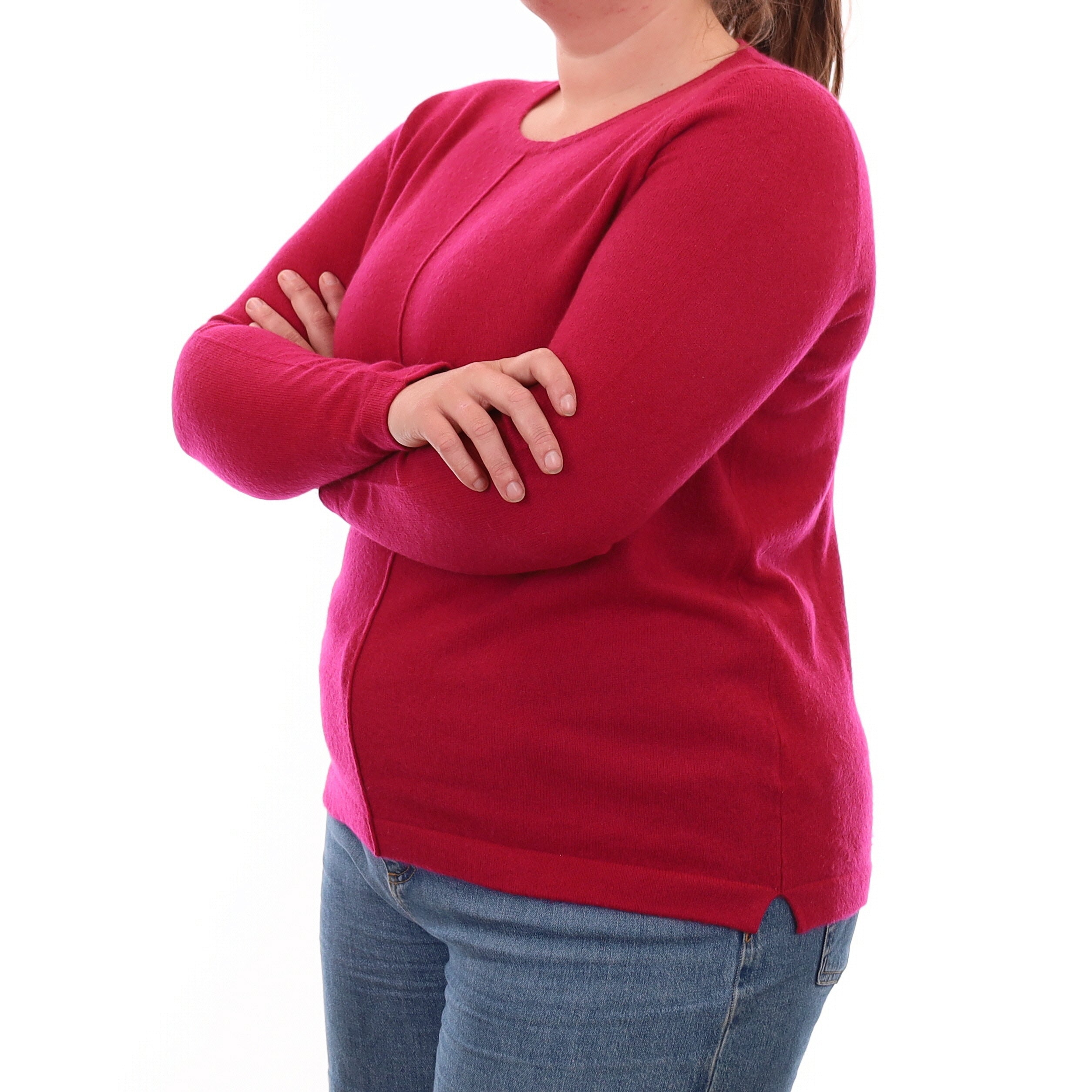 Cherry Pink Cashmere Crew Neck Jumper Large