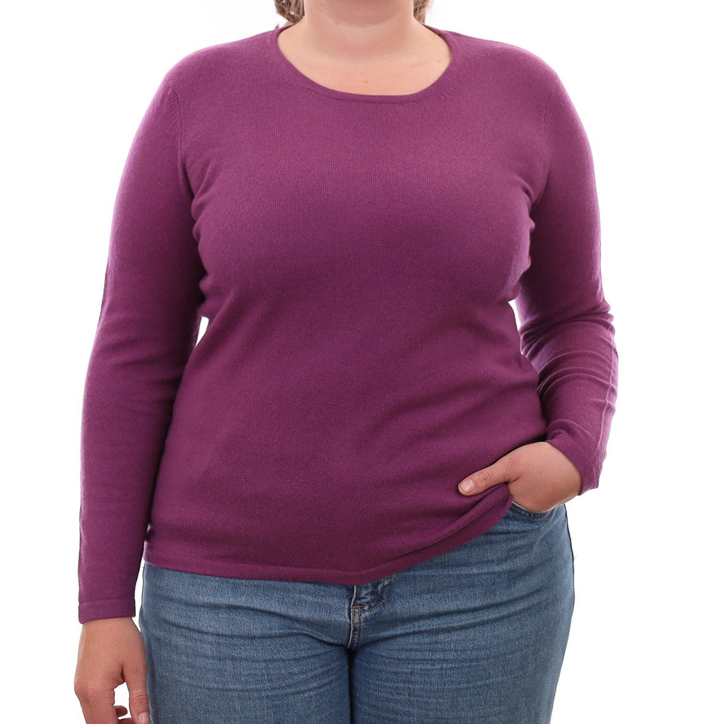 Plum Purple Cashmere Crew Neck Jumper Large