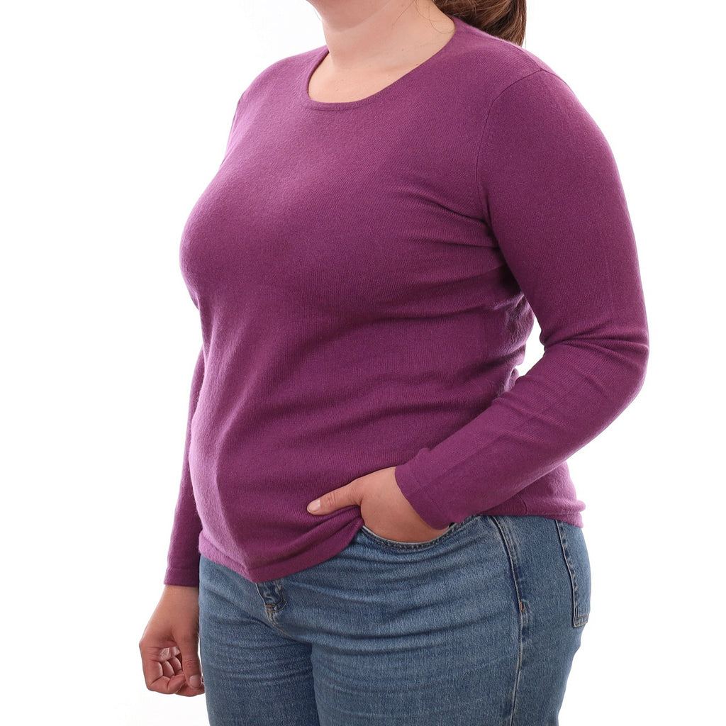 Plum Purple Cashmere Crew Neck Jumper Large