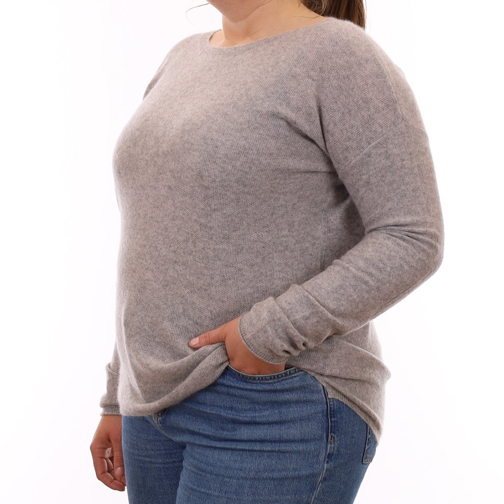 Smoke Grey Cashmere Batwing Crew Neck Jumper Large
