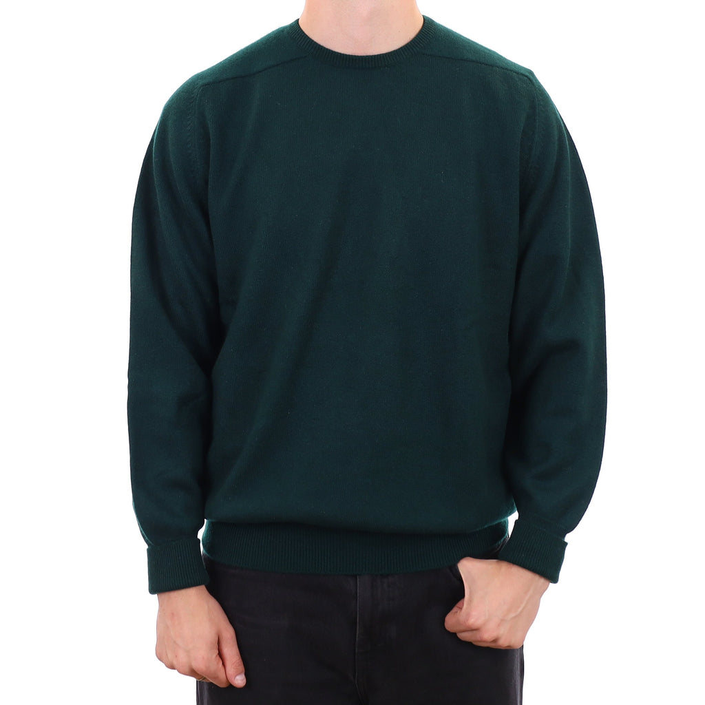 Men's Scottish Vintage Bottle Green Cashmere Crew Neck Jumper XXL