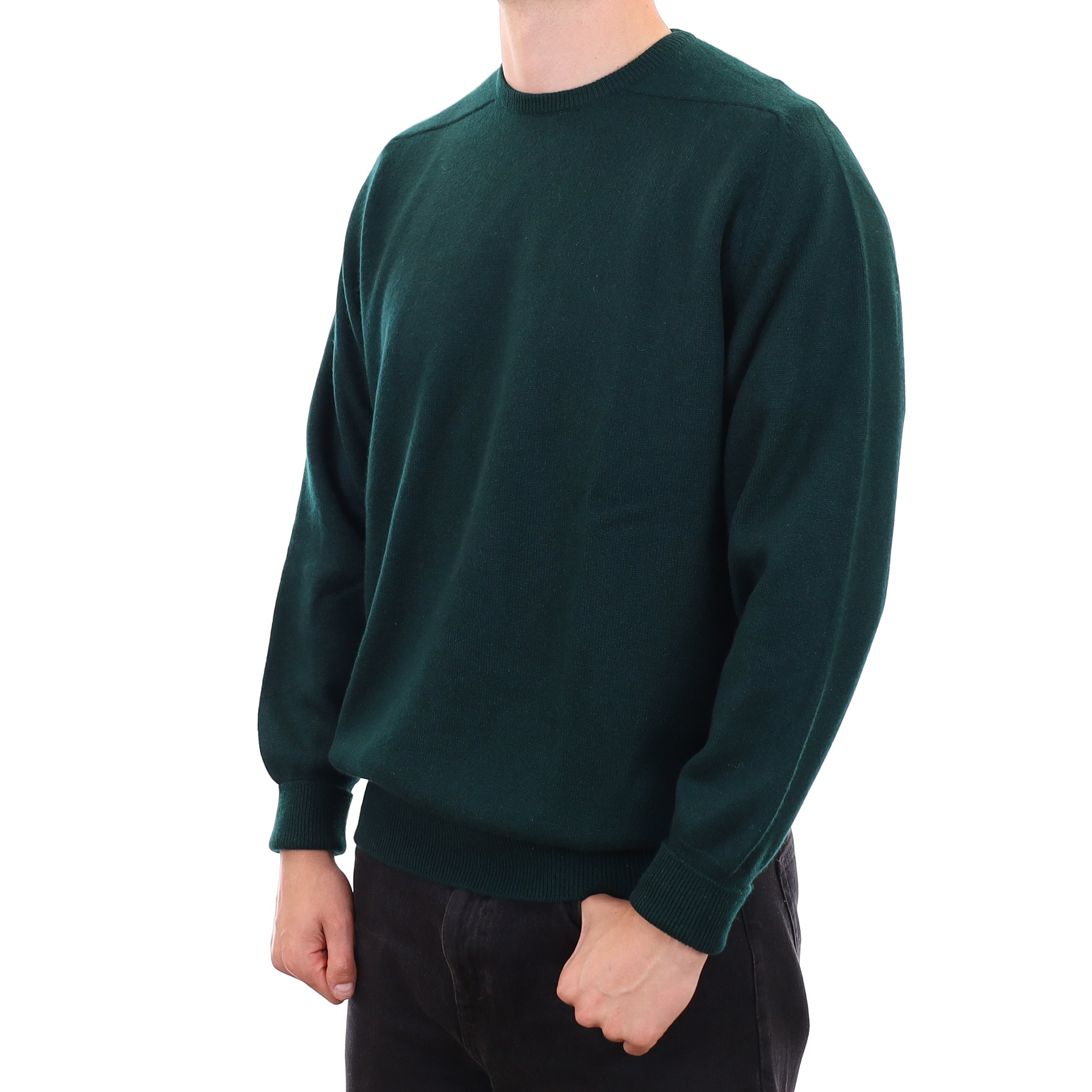 Men's Scottish Vintage Bottle Green Cashmere Crew Neck Jumper XXL
