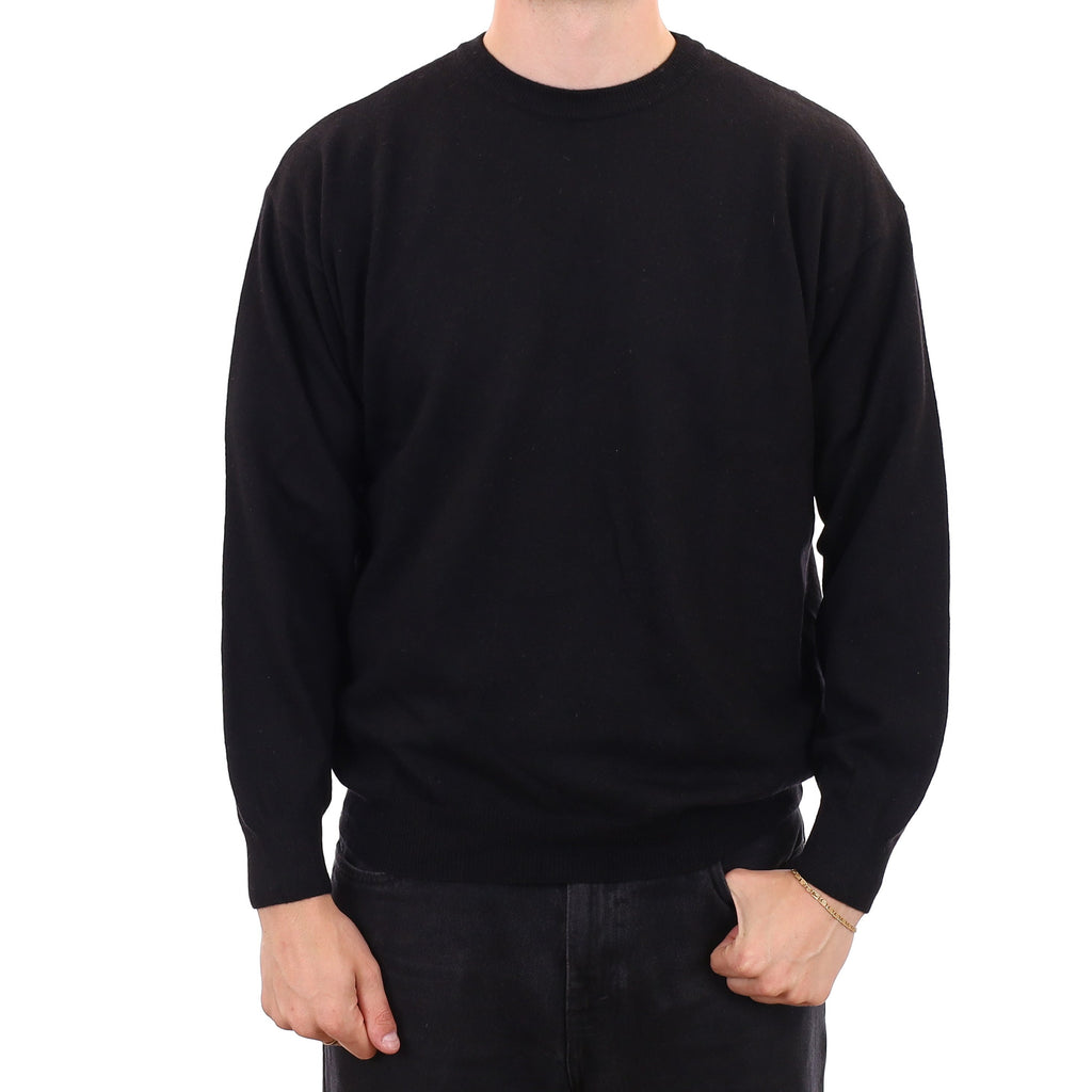 Men's Black Cashmere Crew Neck Jumper XXL