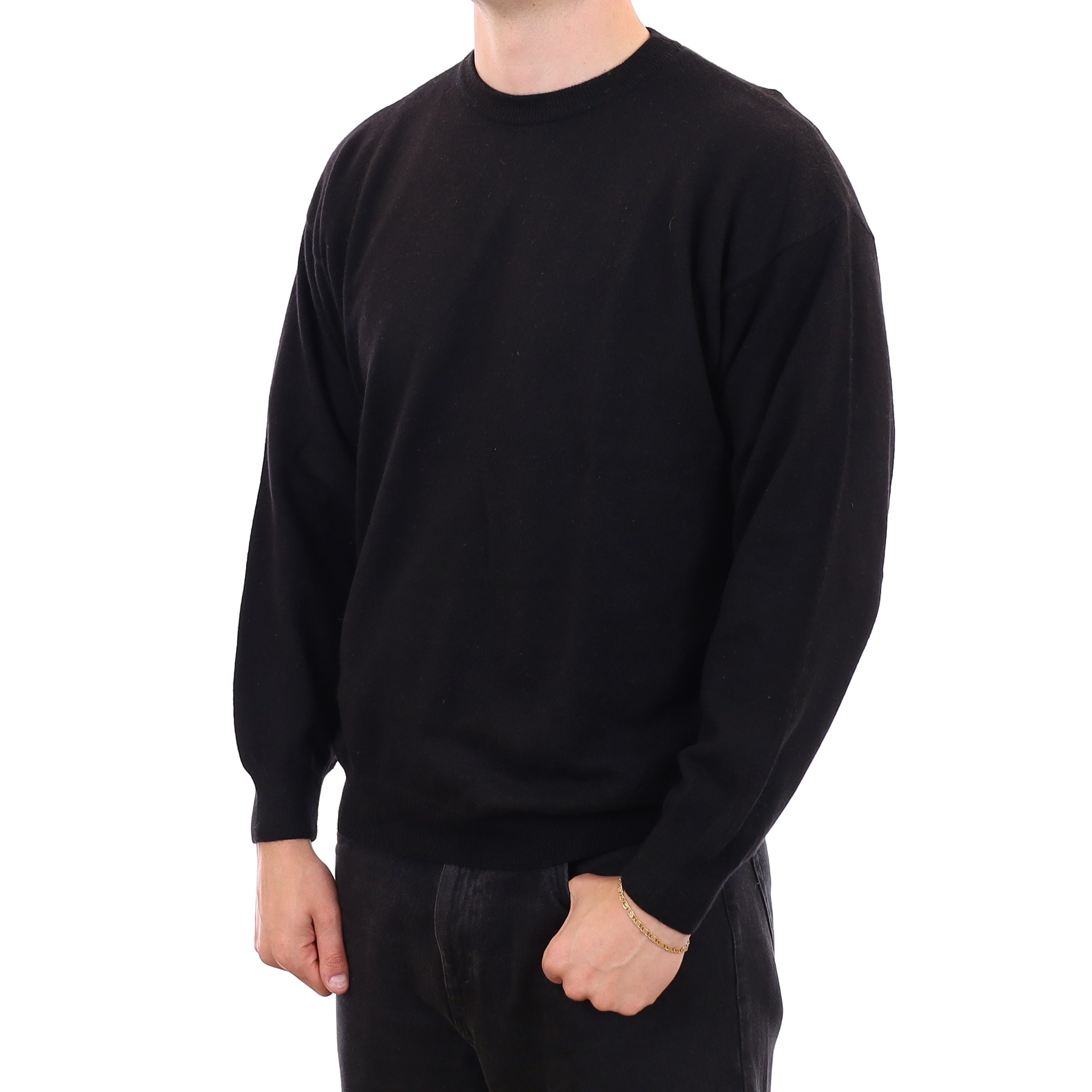 Men's Black Cashmere Crew Neck Jumper XXL