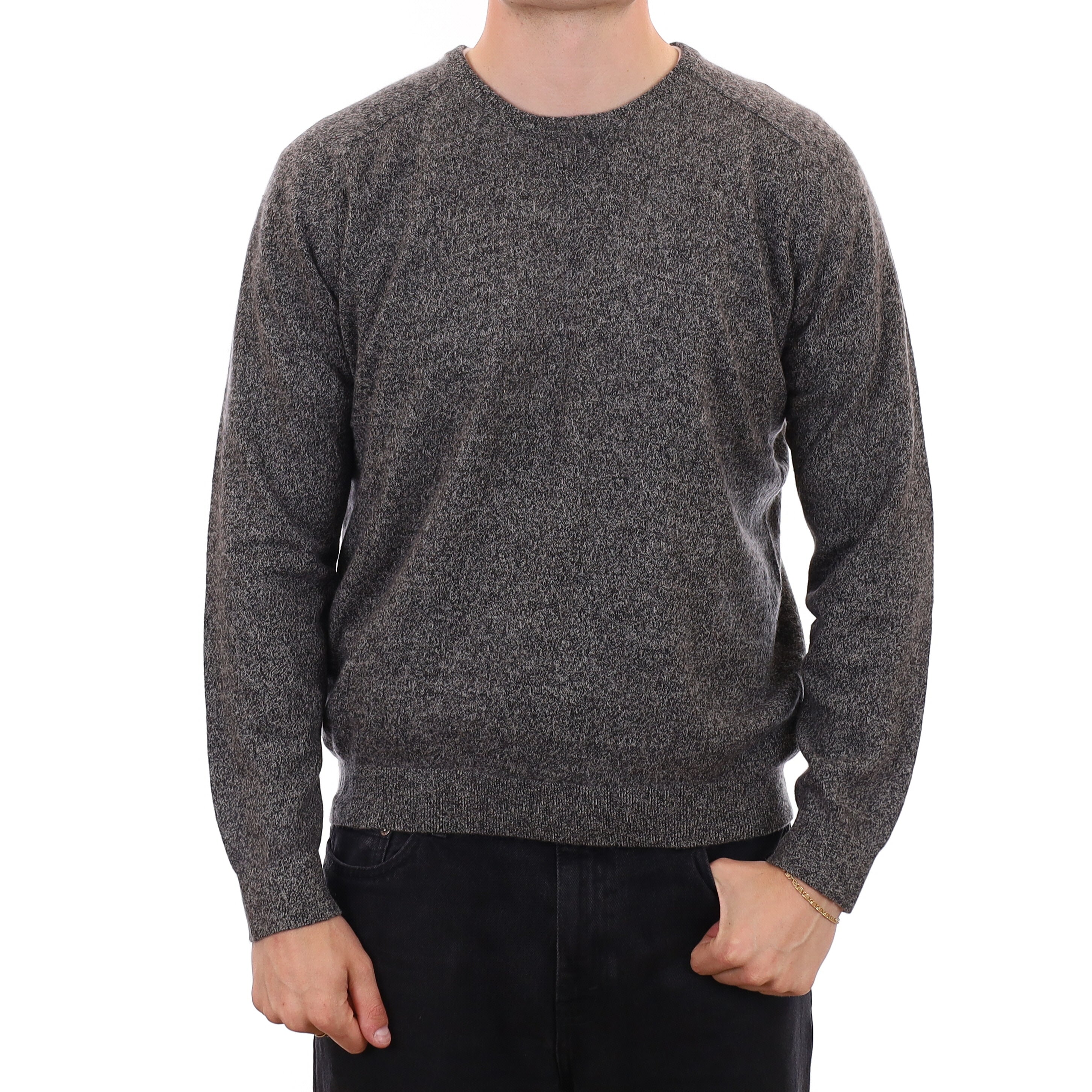 Men's Charcoal Grey Marl Cashmere Crew Neck Jumper XXL