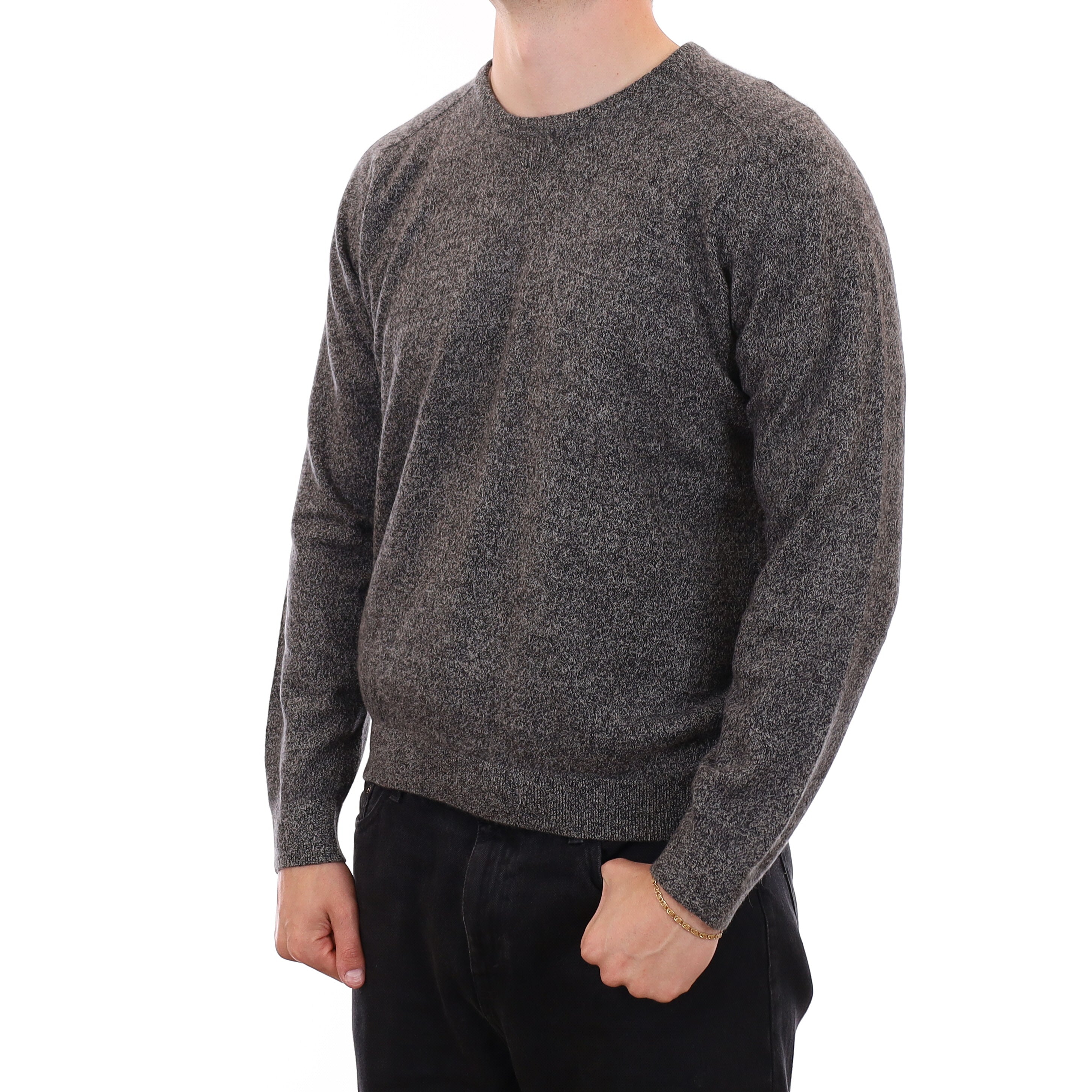 Men's Charcoal Grey Marl Cashmere Crew Neck Jumper XXL