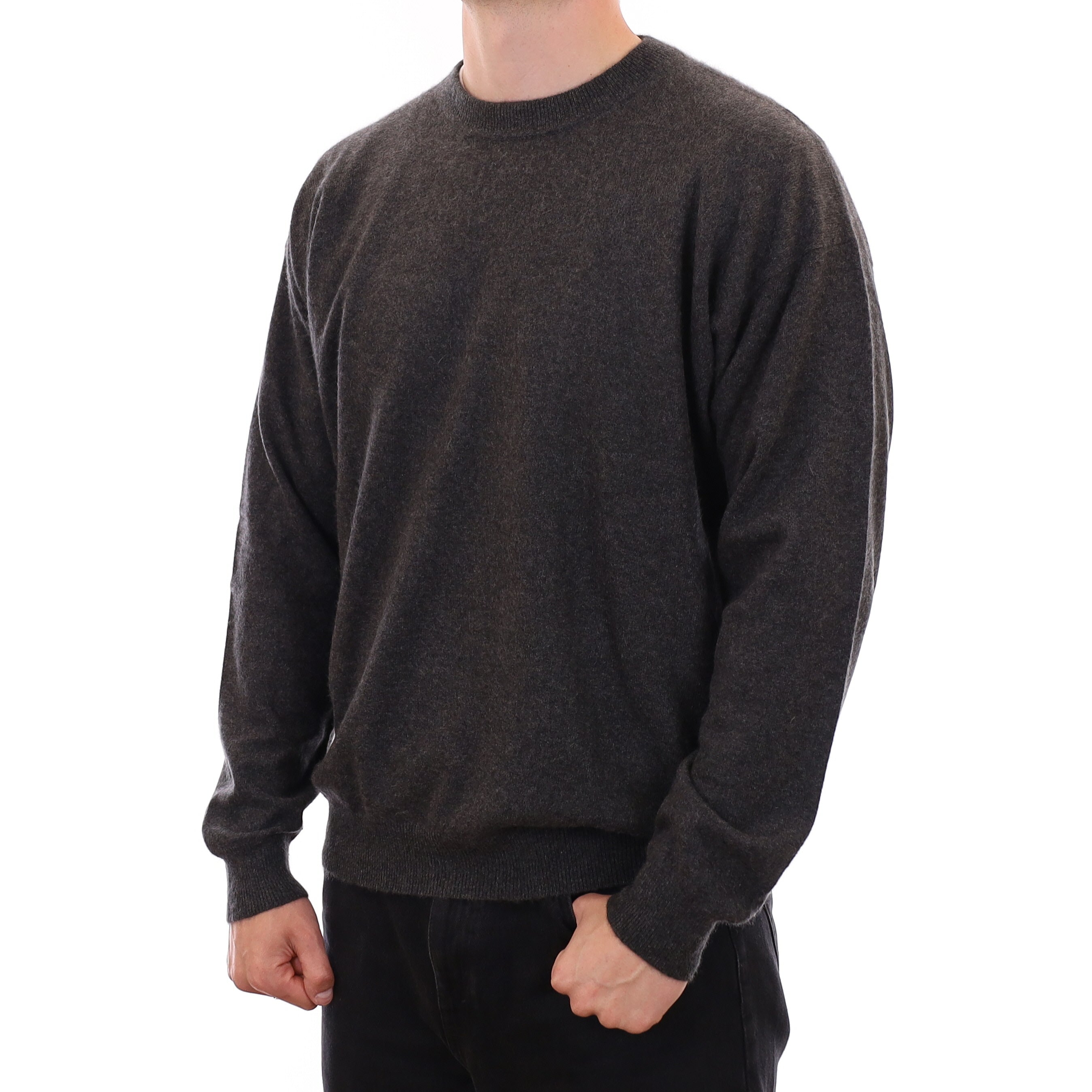 Men's Charcoal Grey Cashmere Crew Neck Jumper XXL
