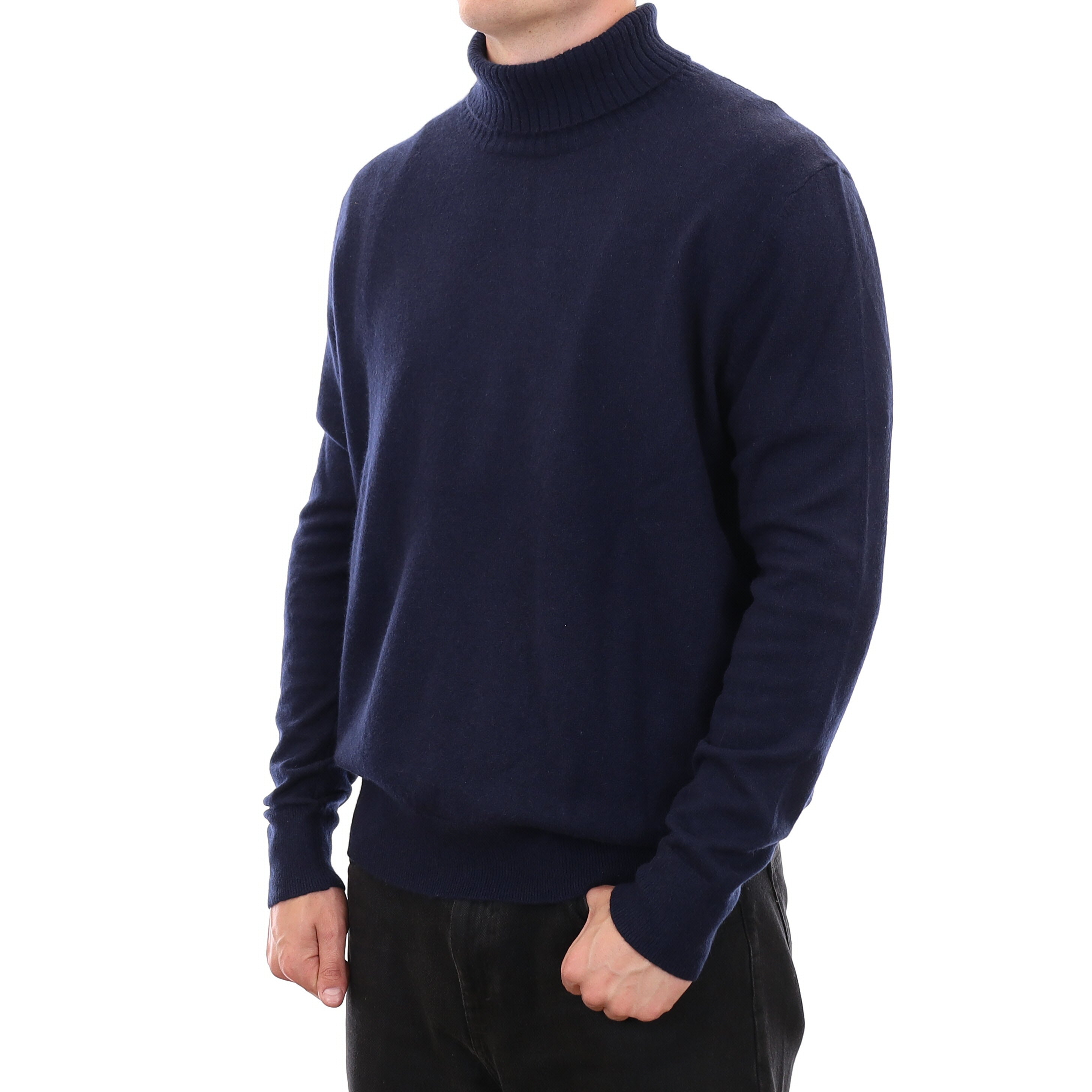 Men's Dark Navy Cashmere Polo Neck Jumper XXL