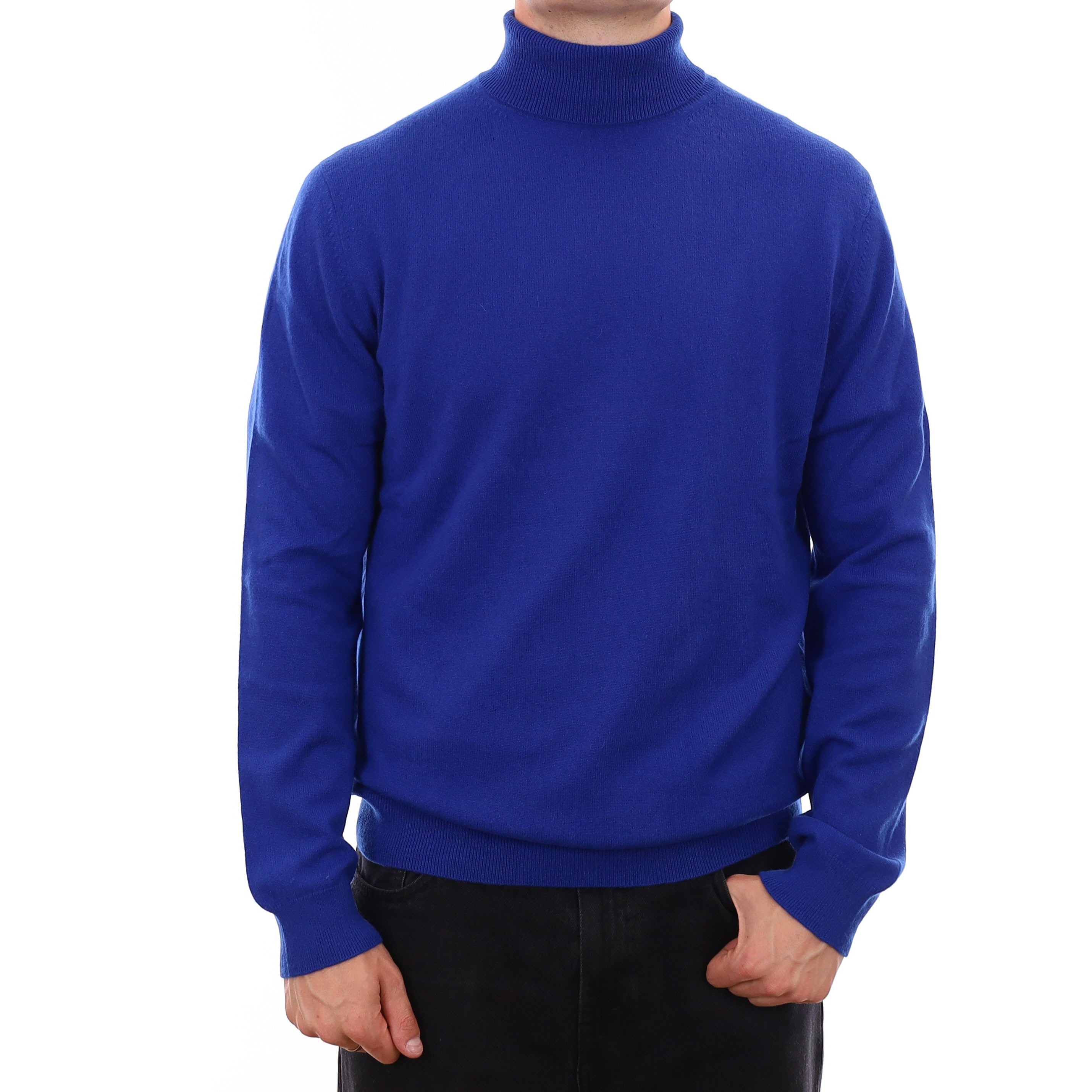Men's Royal Blue Cashmere Polo Neck Jumper XXL