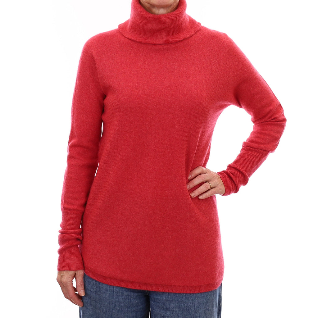 Strawberry Pink Cashmere Batwing Cowl Neck Jumper Small