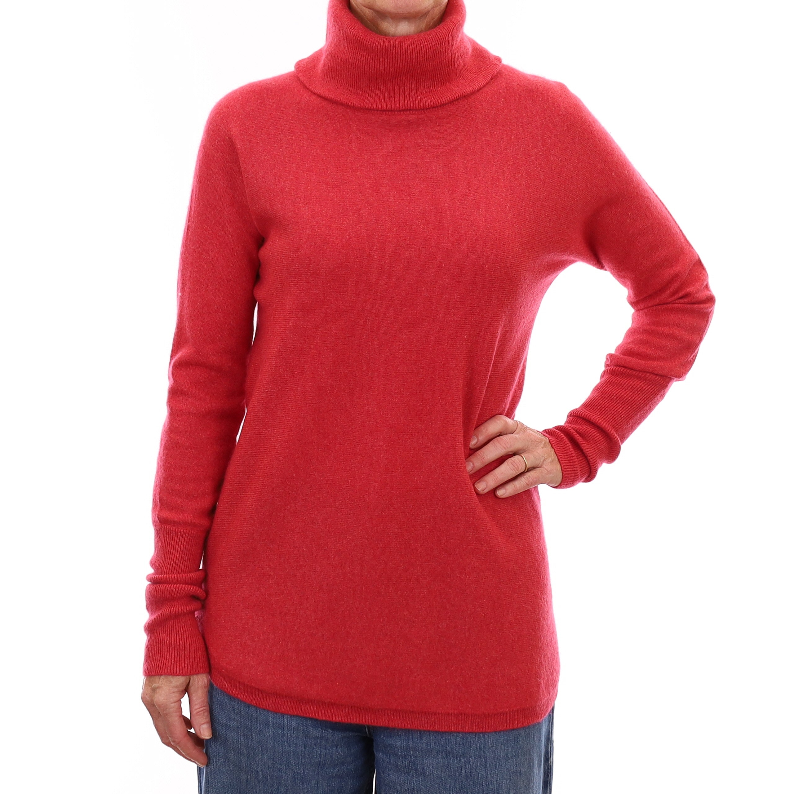 Strawberry Pink Cashmere Batwing Cowl Neck Jumper Small