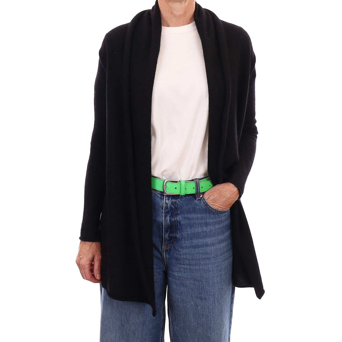 Black Cashmere Edge to Edge Cardigan Small