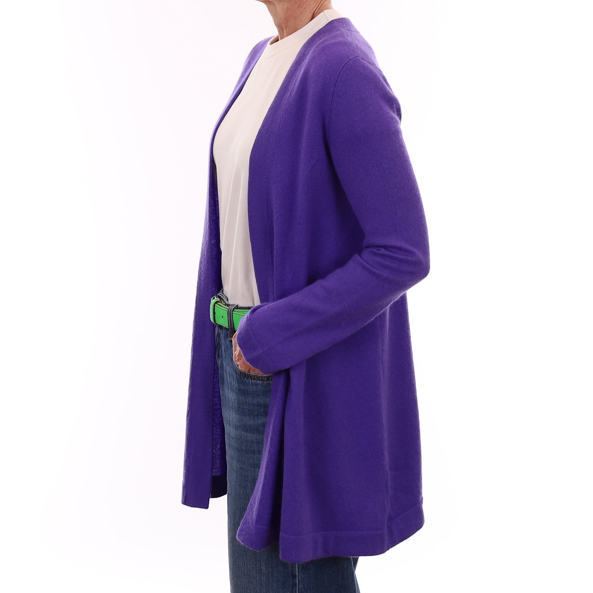 Periwinkle Purple Cashmere Edge to Edge Cardigan Small