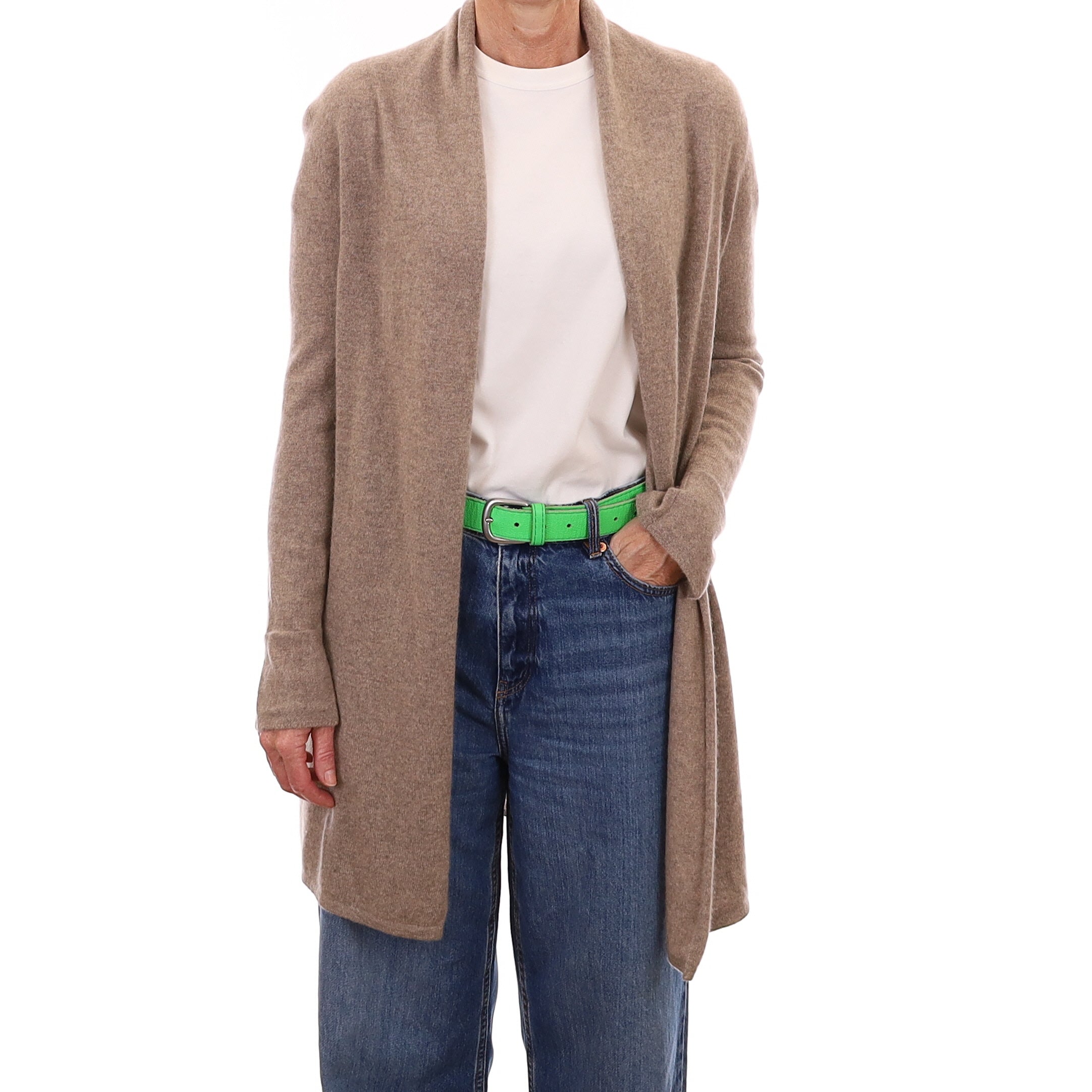 Mink Brown Cashmere Edge to Edge Cardigan Small