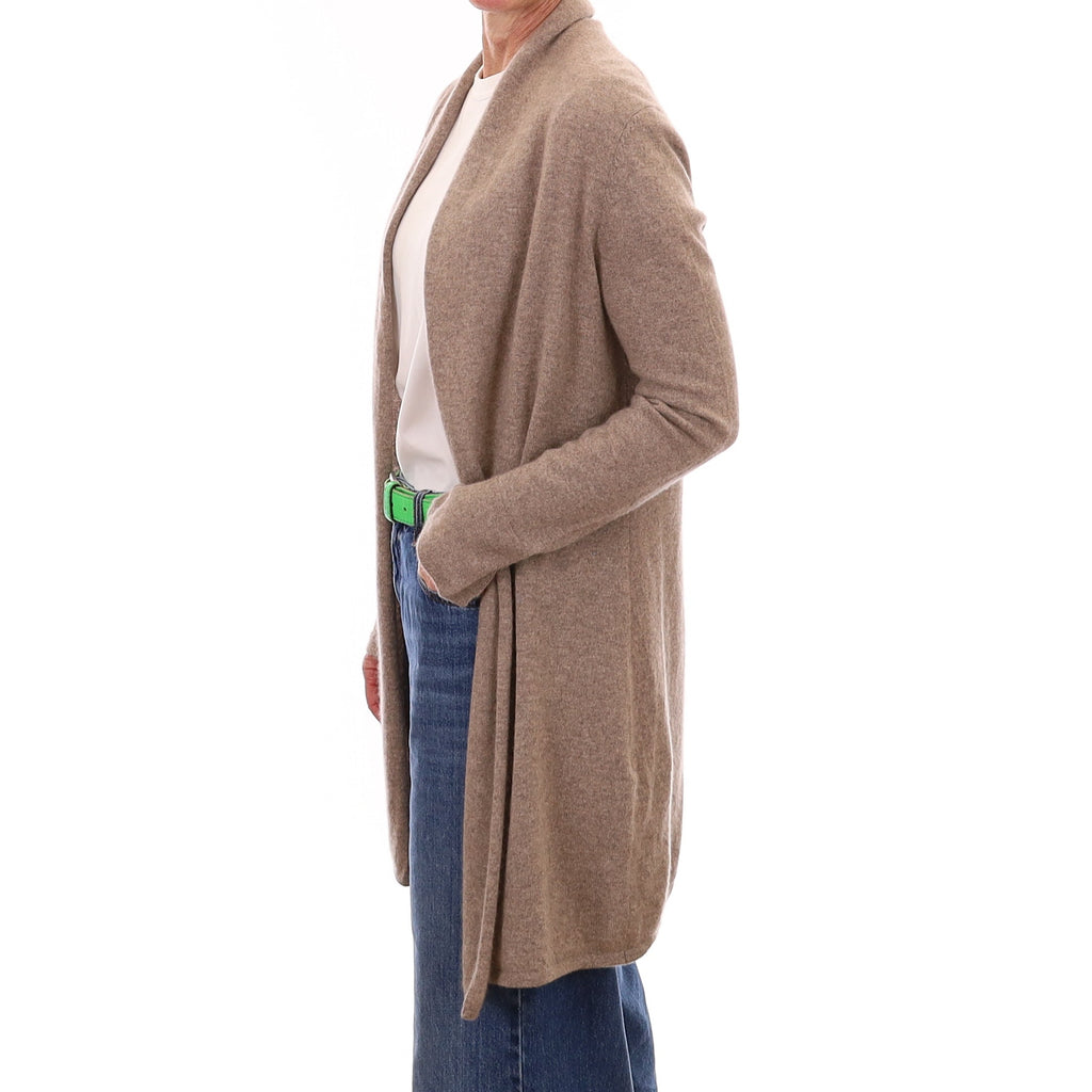 Mink Brown Cashmere Edge to Edge Cardigan Small